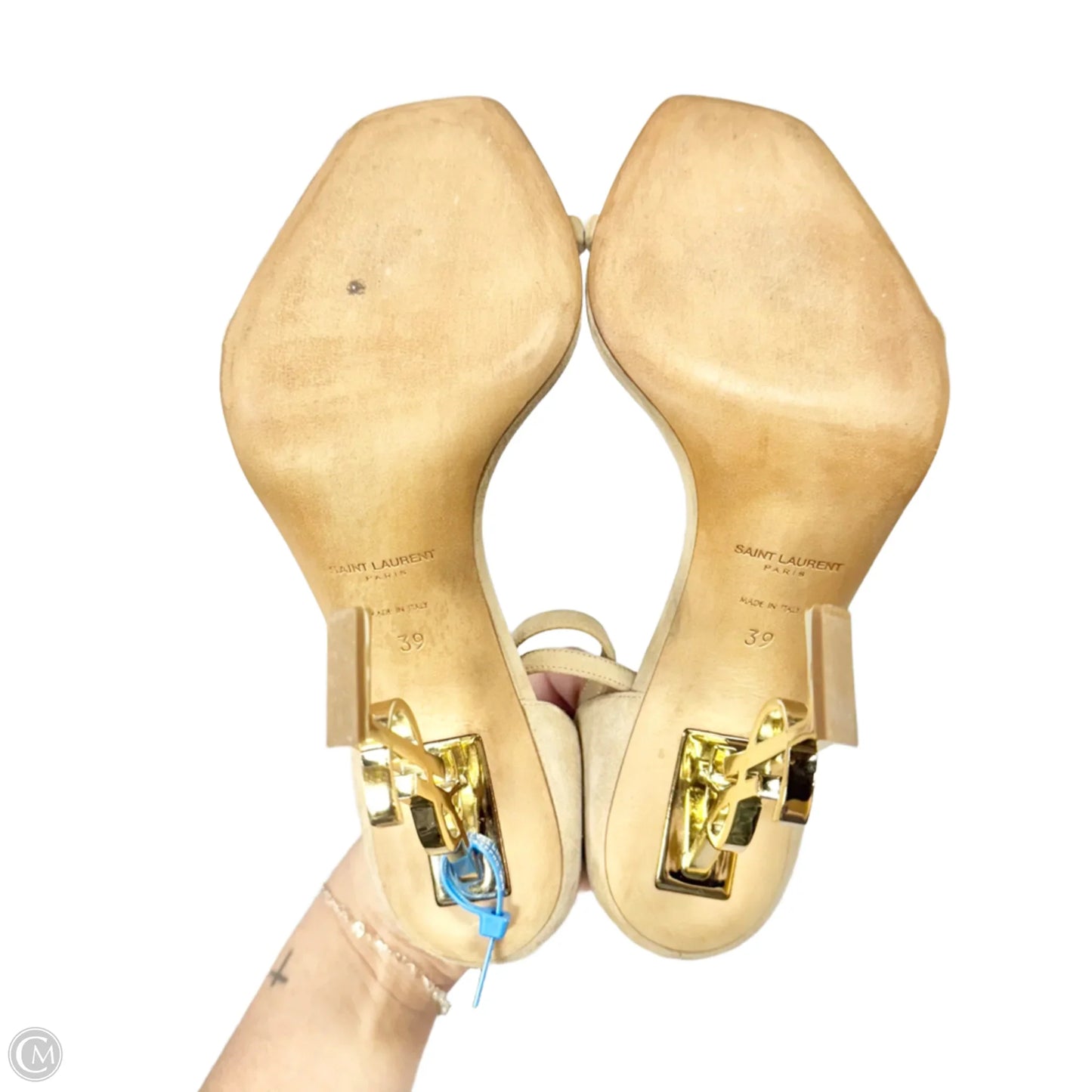Sandals Luxury Designer By Yves Saint Laurent In Beige, Size: 8.5