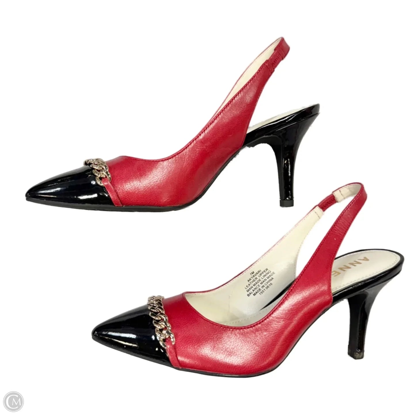 Shoes Heels Kitten By Anne Klein In Black & Red, Size: 7