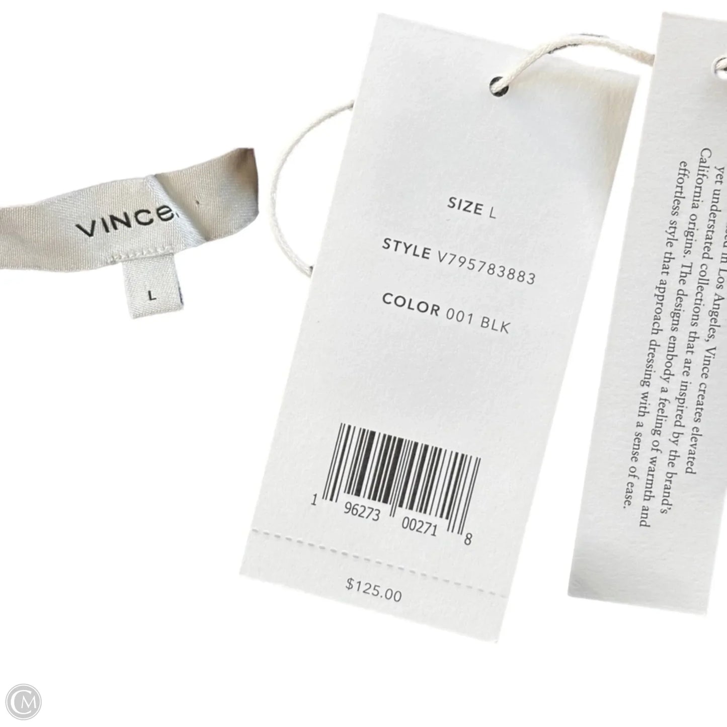 Top Long Sleeve By Vince In Black, Size: L