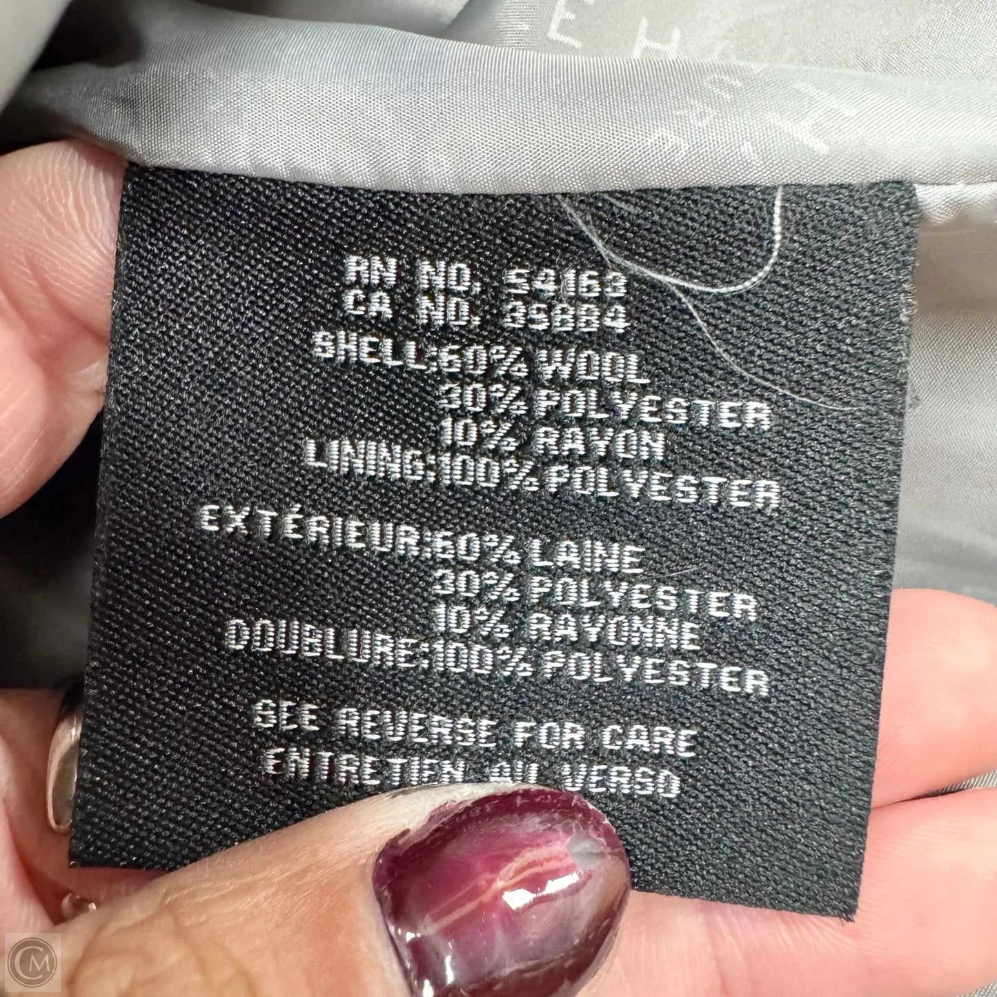 Coat Wool By Cole-haan In Grey, Size: S