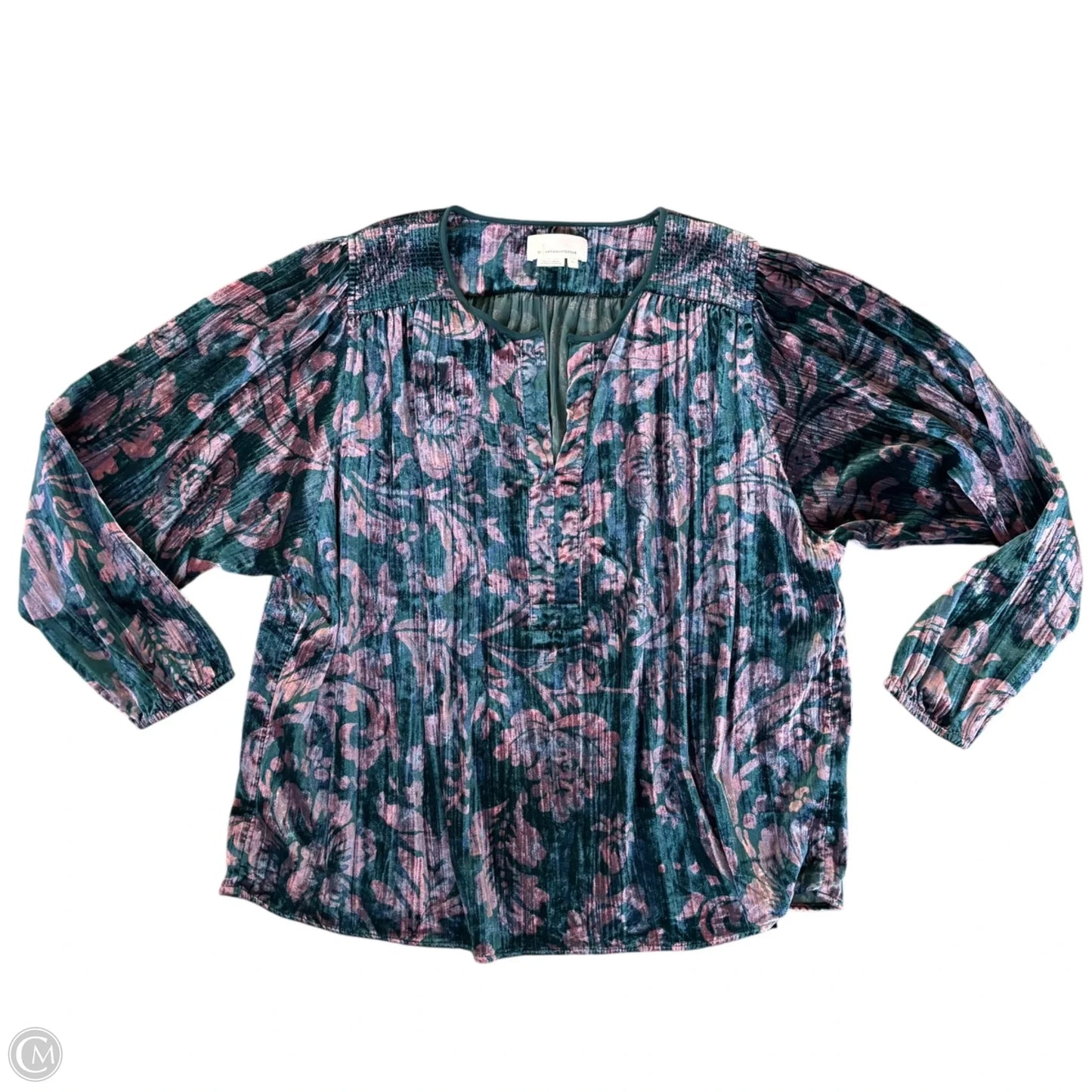 Top Long Sleeve By Anthropologie In Floral Print, Size: Xl