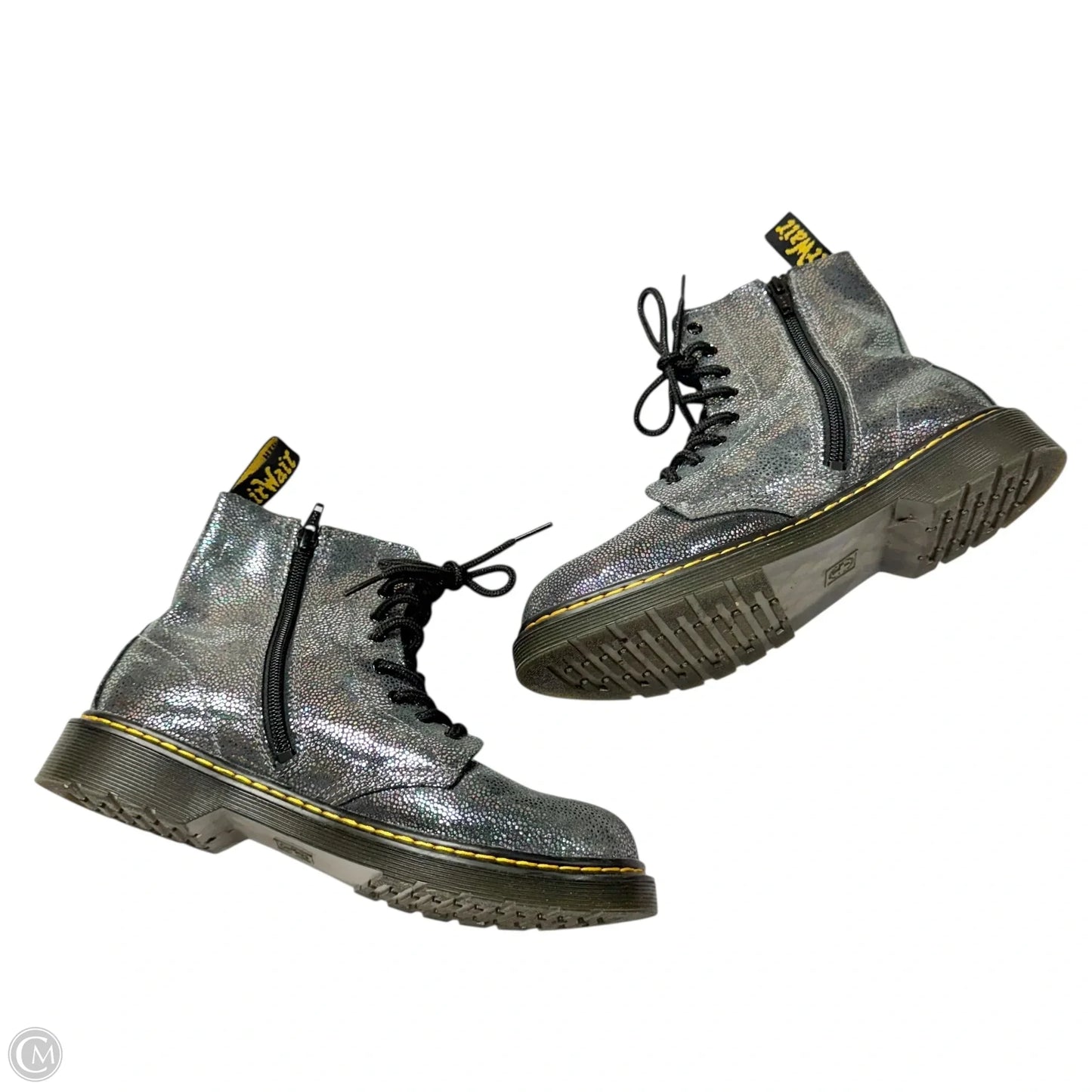 Boots Leather By Dr Martens In Silver, Size: 7