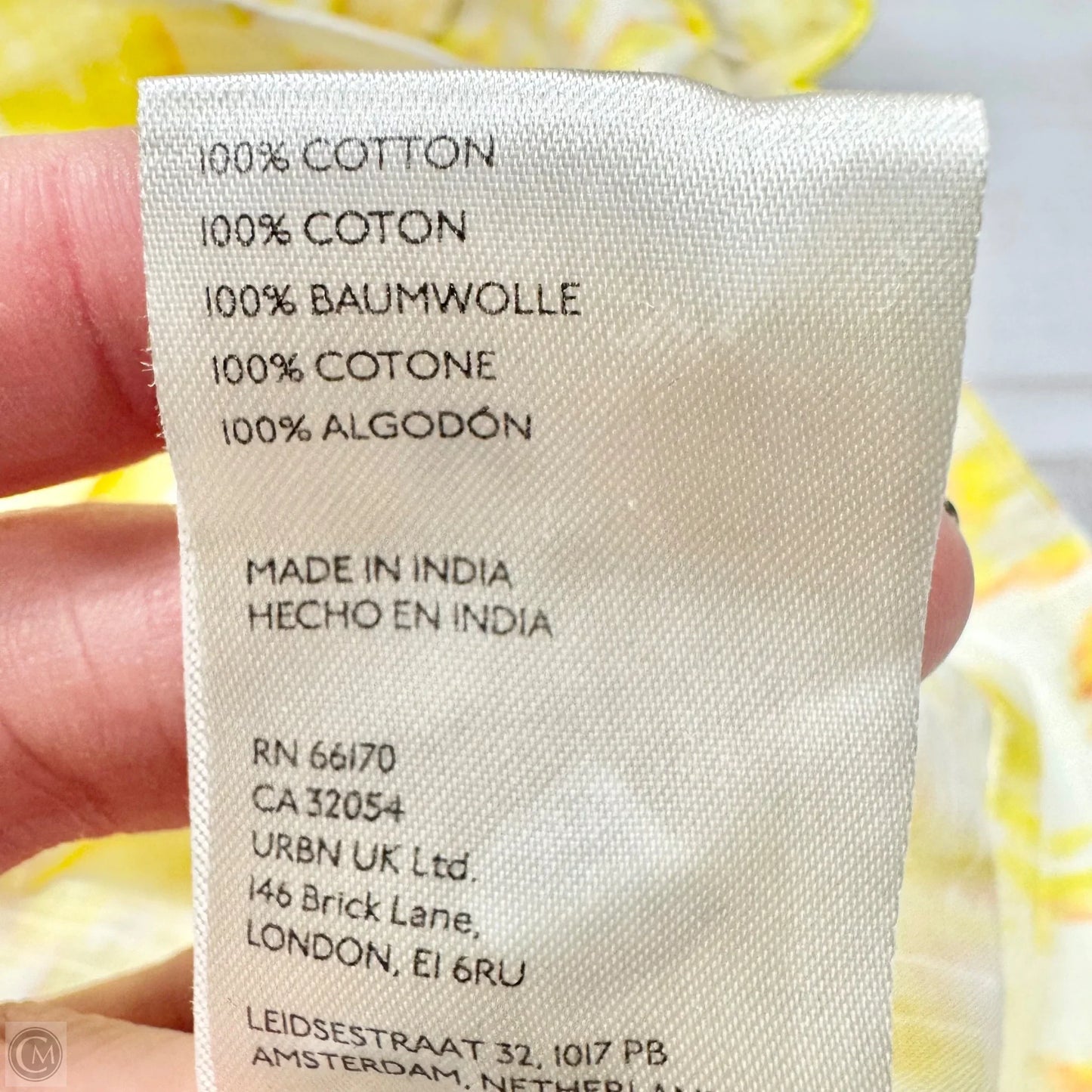 Top 3/4 Sleeve By Maeve In White & Yellow, Size: L