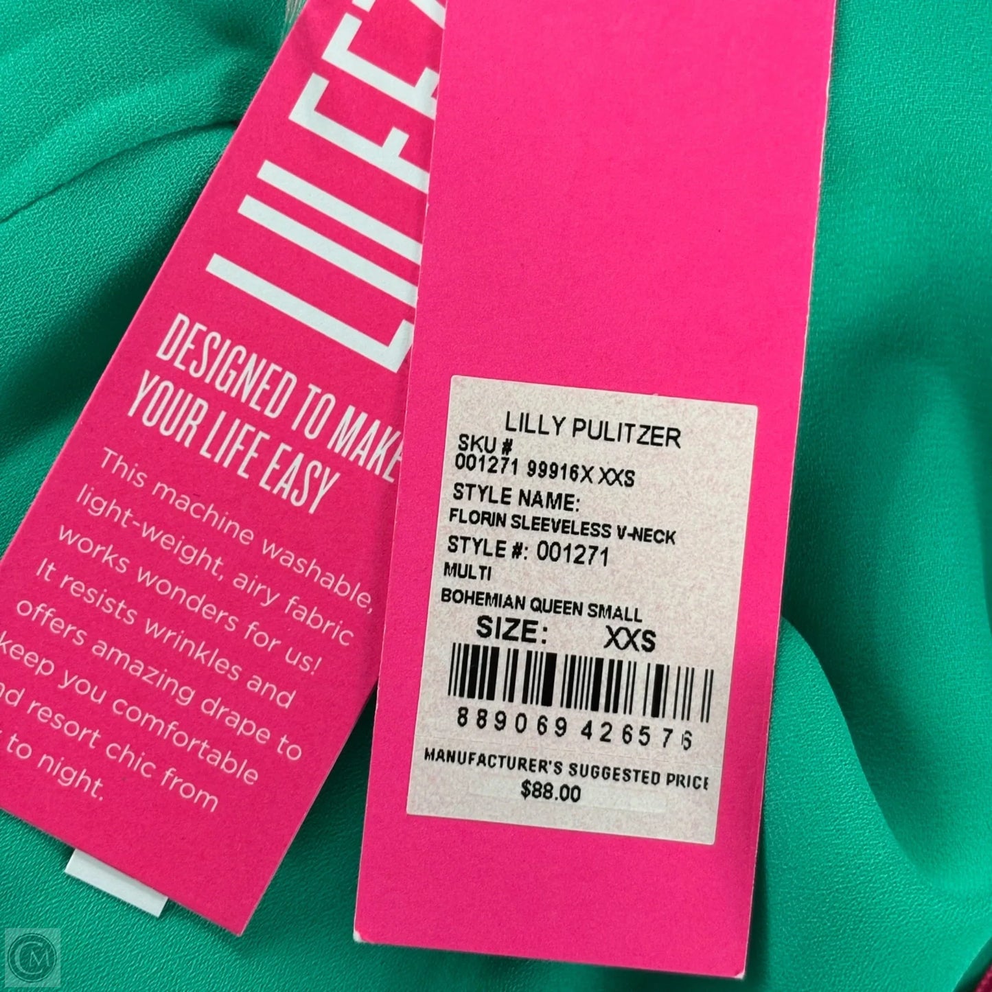 Top Sleeveless Designer By Lilly Pulitzer In Green & Pink, Size: Xxs