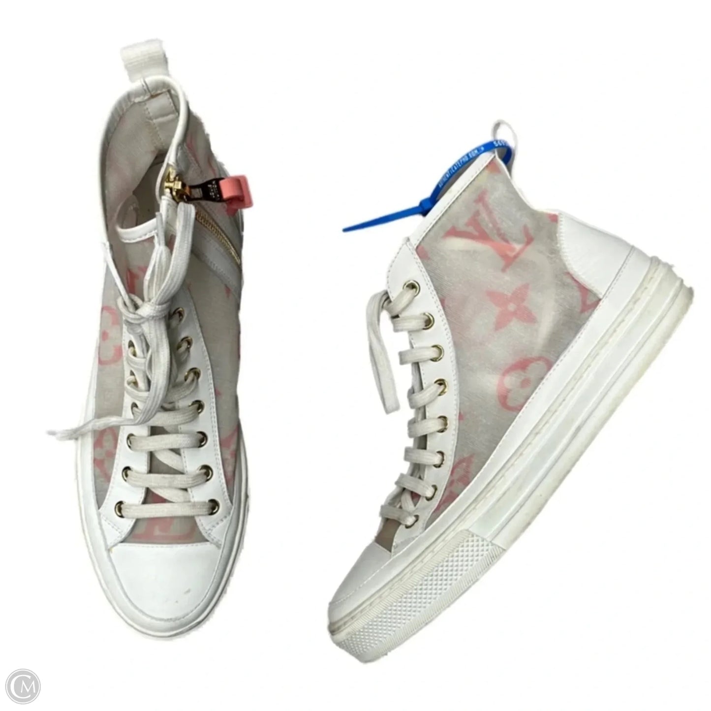 Shoes Luxury Designer By Louis Vuitton In Pink & White, Size: 8.5