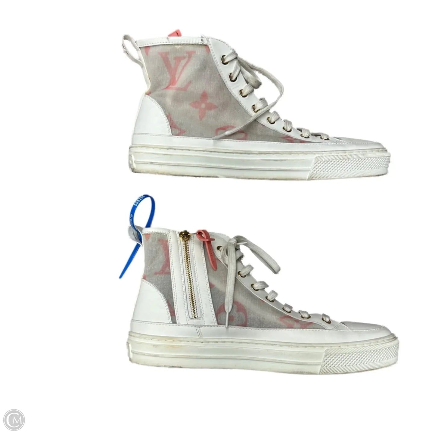 Shoes Luxury Designer By Louis Vuitton In Pink & White, Size: 8.5