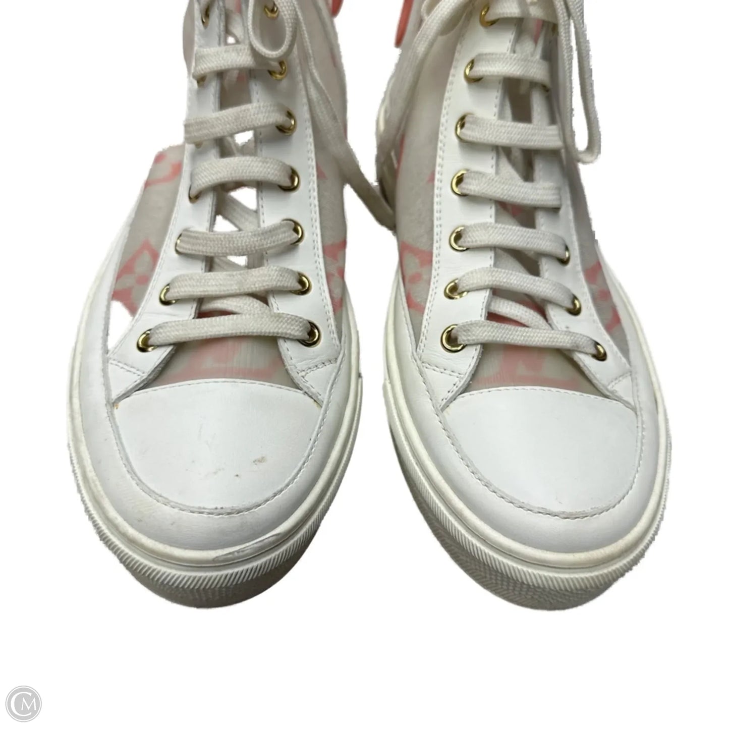 Shoes Luxury Designer By Louis Vuitton In Pink & White, Size: 8.5