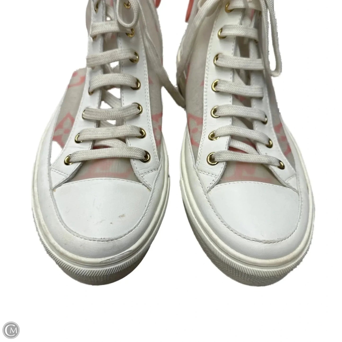 Shoes Luxury Designer By Louis Vuitton In Pink & White, Size: 8.5