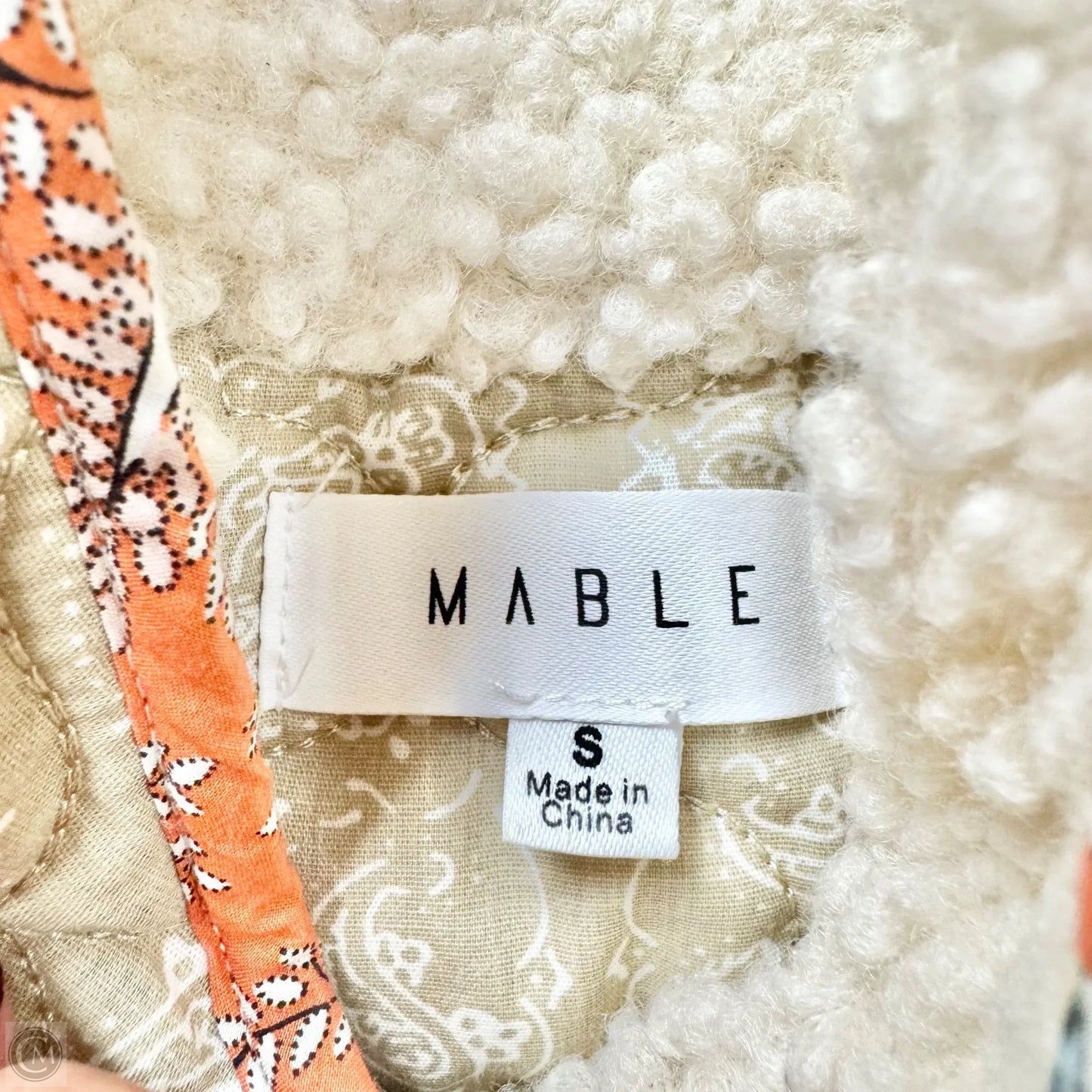 Jacket Puffer & Quilted By Mable In Cream, Size: S