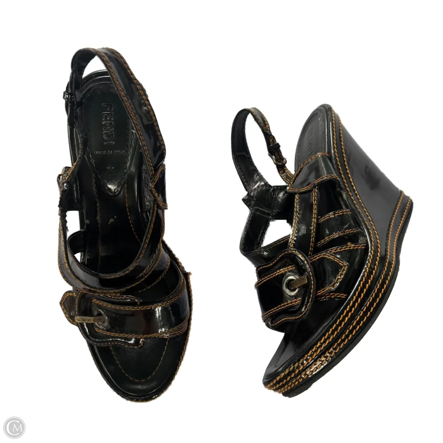 Sandals Luxury Designer By Fendi In Black, Size: 7.5