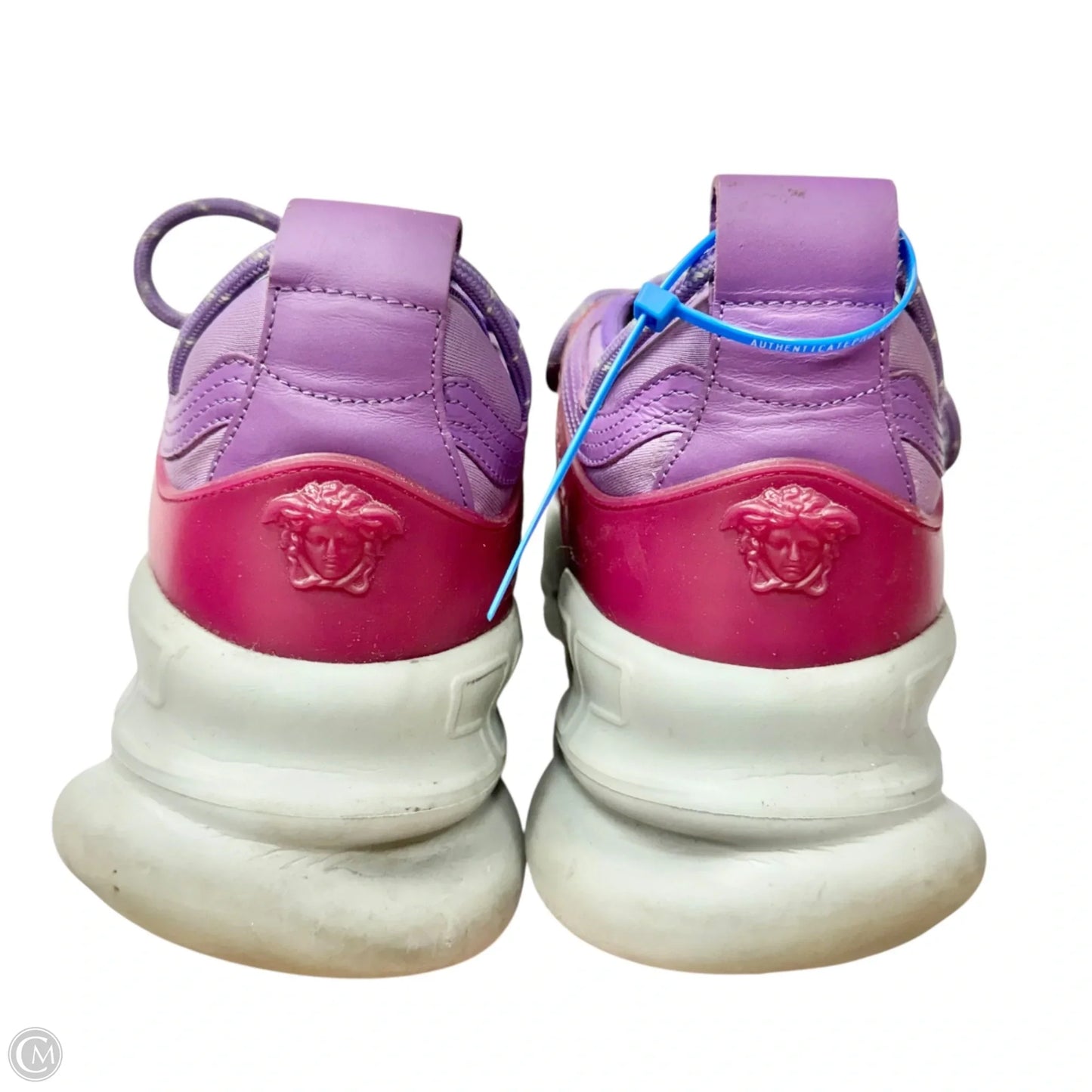 Shoes Luxury Designer By Versace In Green & Purple, Size: 11.5