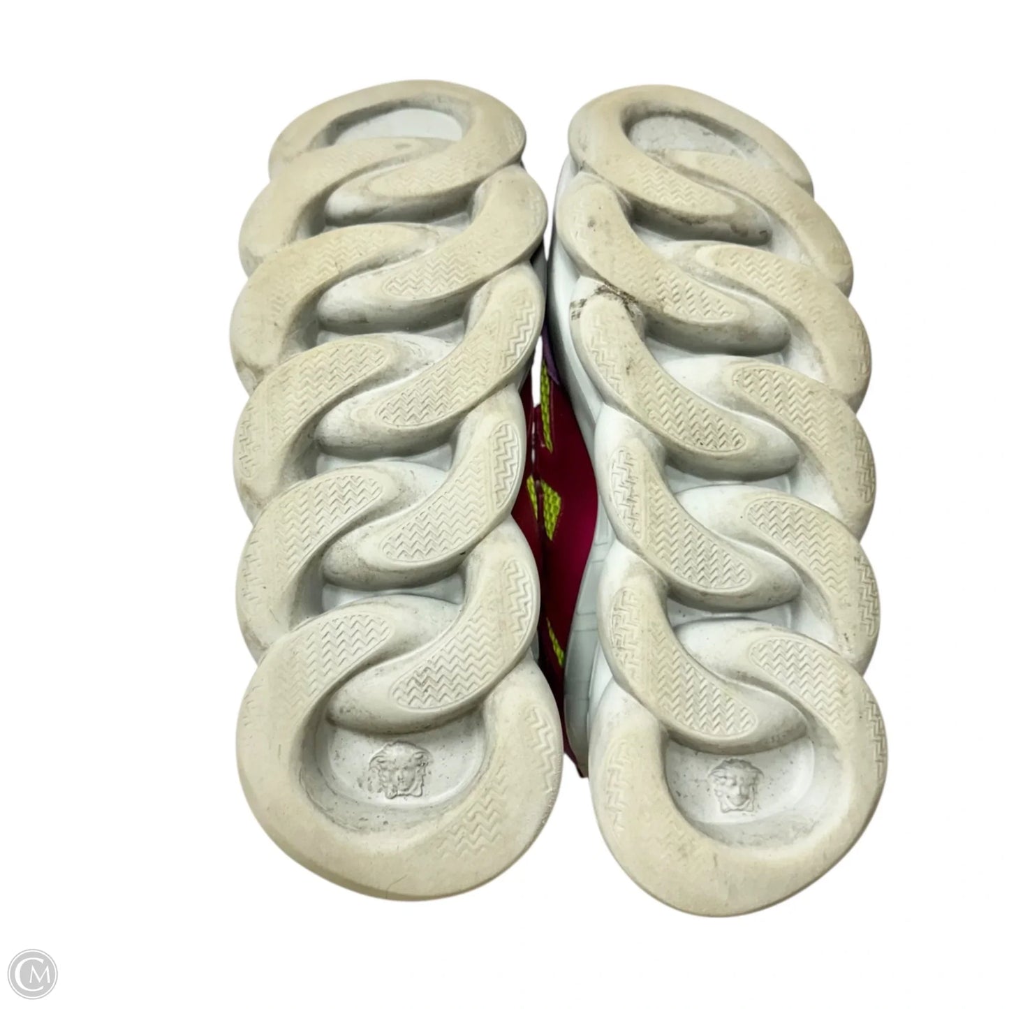 Shoes Luxury Designer By Versace In Green & Purple, Size: 11.5