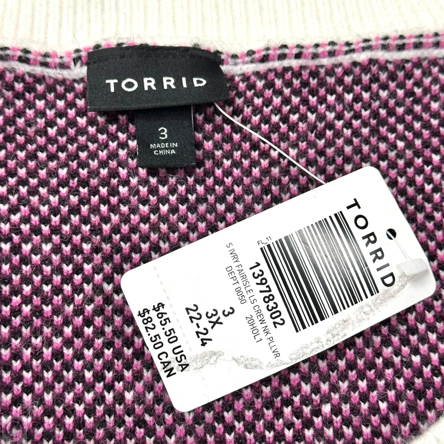 Sweater By Torrid In Pink & White, Size: 3x