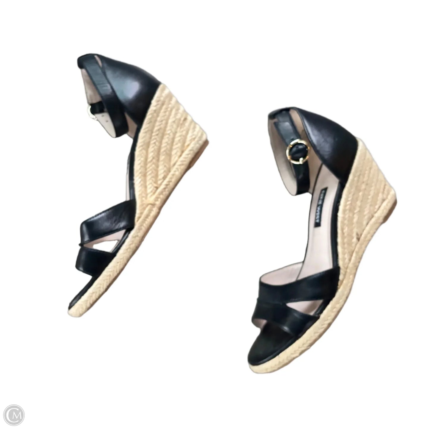 Sandals Heels Wedge By Nine West In Black, Size: 6.5