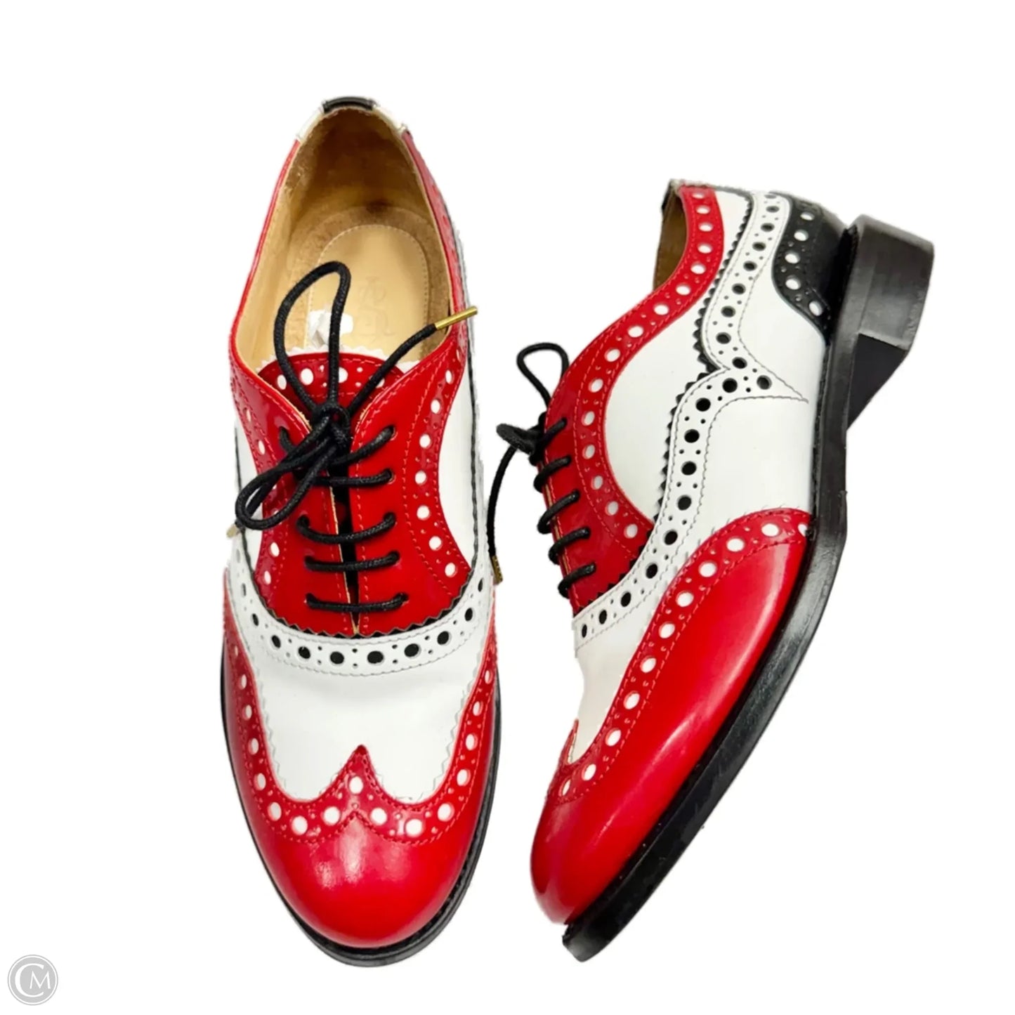 Shoes Flats By The Office of Angela Scott In Red & White, Size: 8