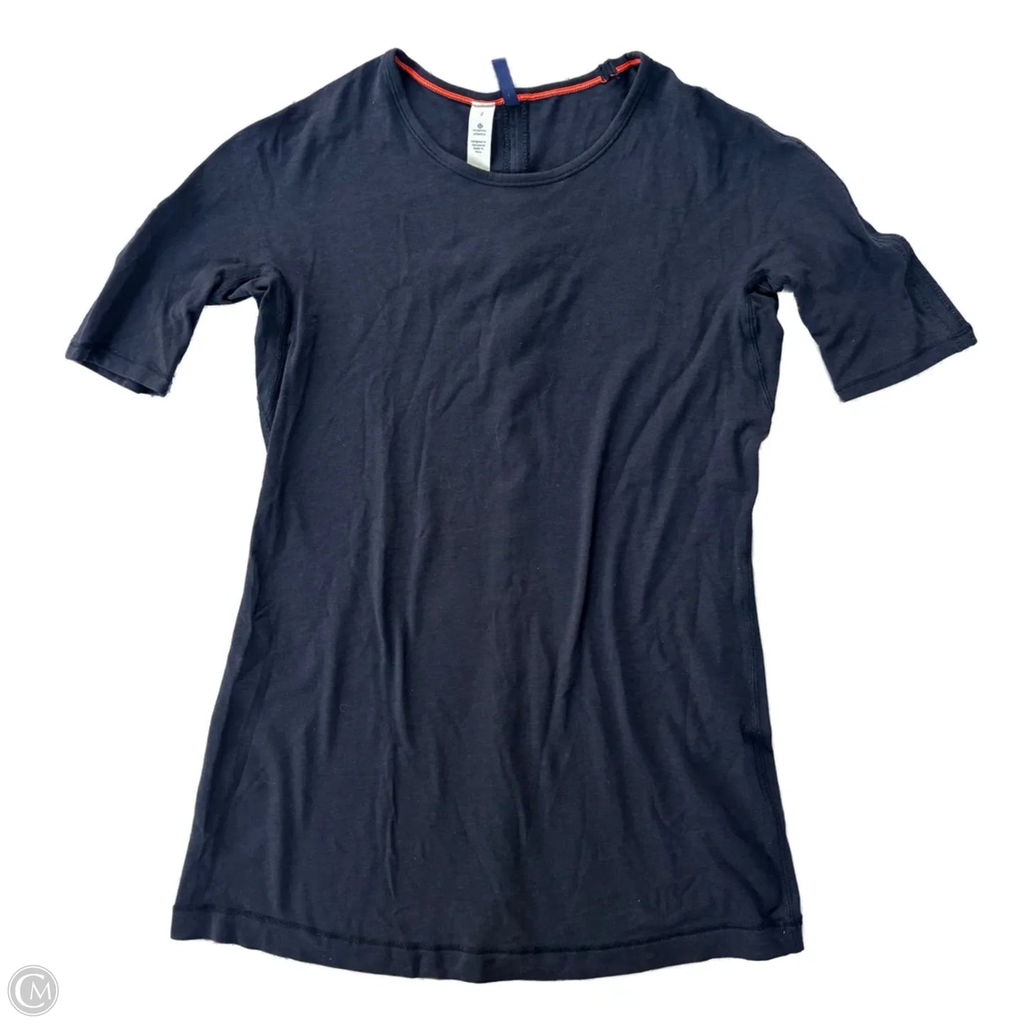 Athletic Top Short Sleeve By Lululemon In Navy, Size: Xs
