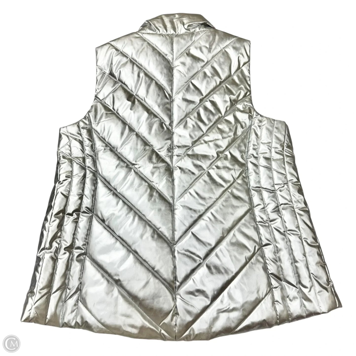Vest Puffer & Quilted By Talbots In Silver, Size: Xl