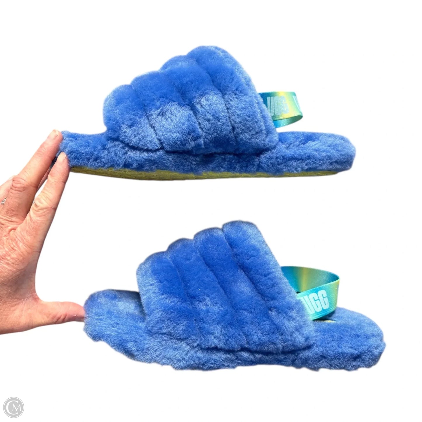Slippers Designer By Ugg In Blue, Size: 8