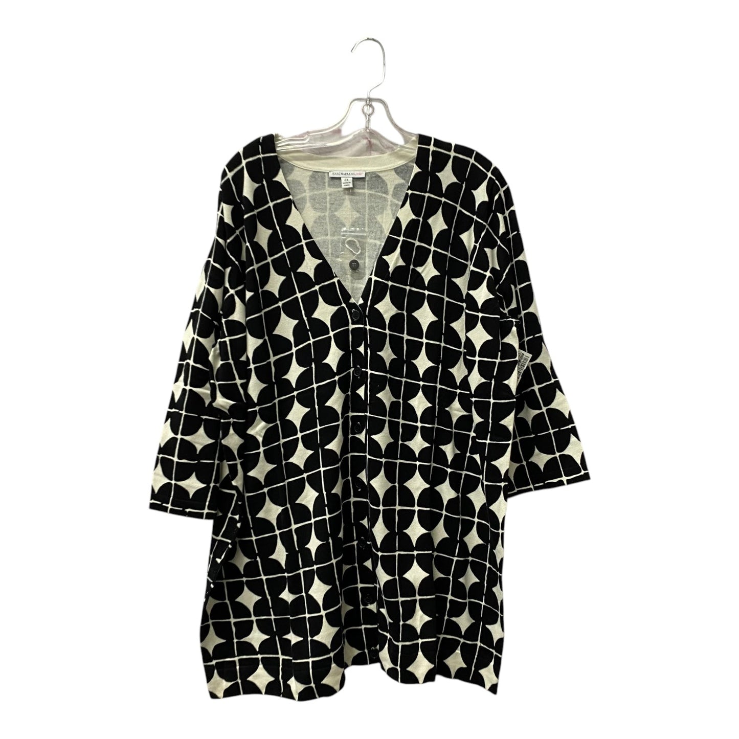 Sweater Cardigan By Isaac Mizrahi Live Qvc In Black, Size:2X