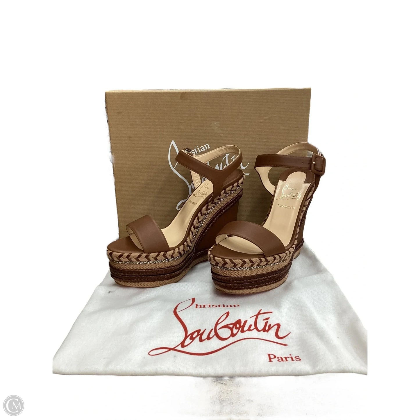 Sandals Luxury Designer By Christian Louboutin In Brown, Size: 6