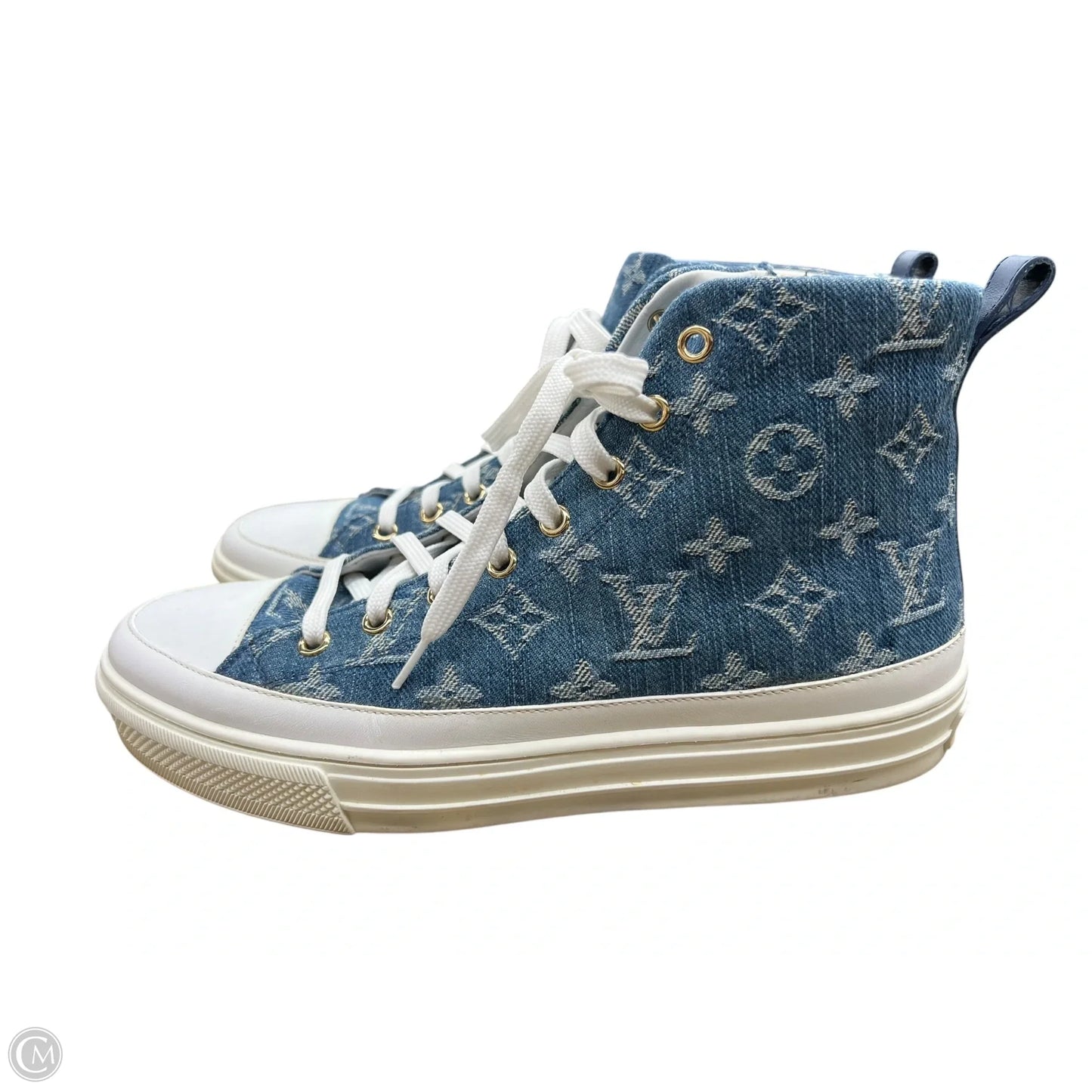 Shoes Luxury Designer By Louis Vuitton In Blue Denim, Size: 8