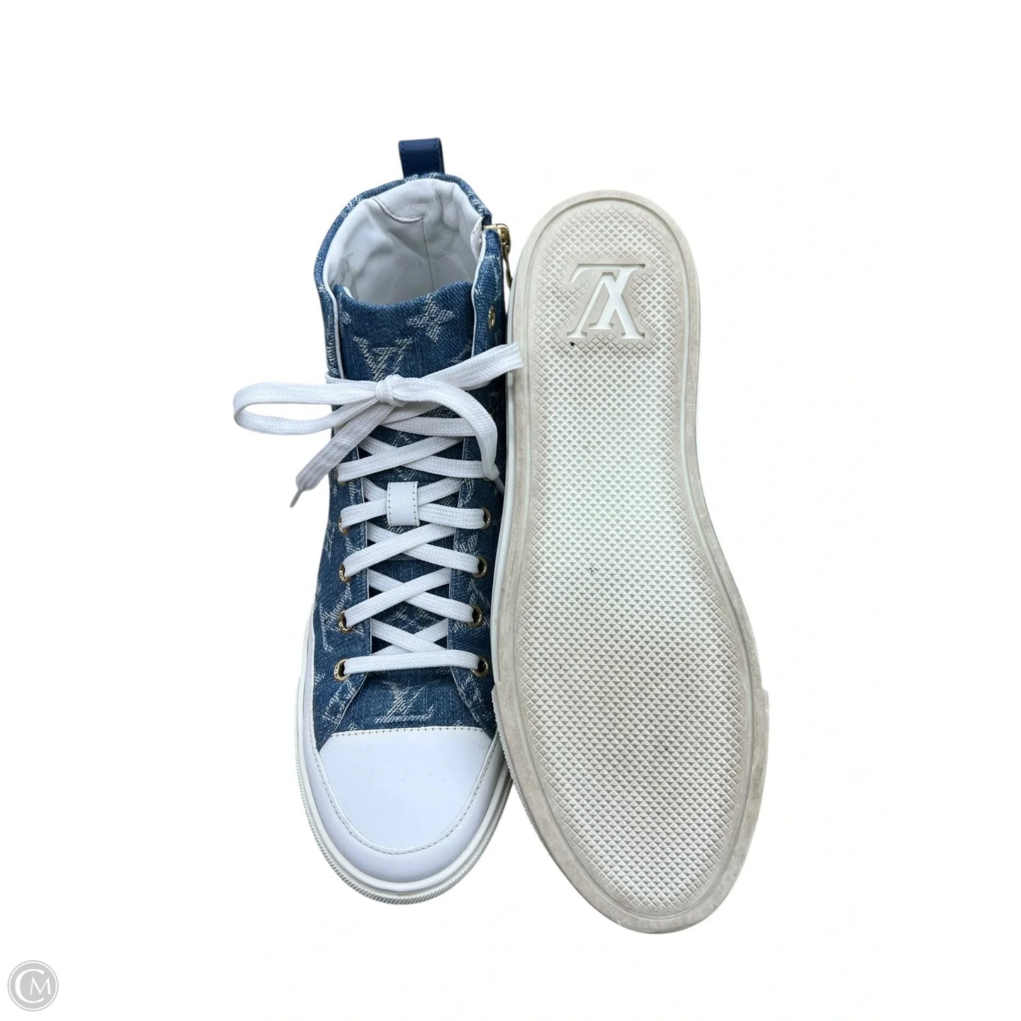 Shoes Luxury Designer By Louis Vuitton In Blue Denim, Size: 8