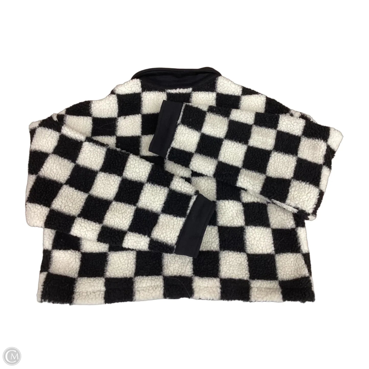 Jacket Faux Fur & Sherpa By Paper Crane In Black & Cream, Size: M