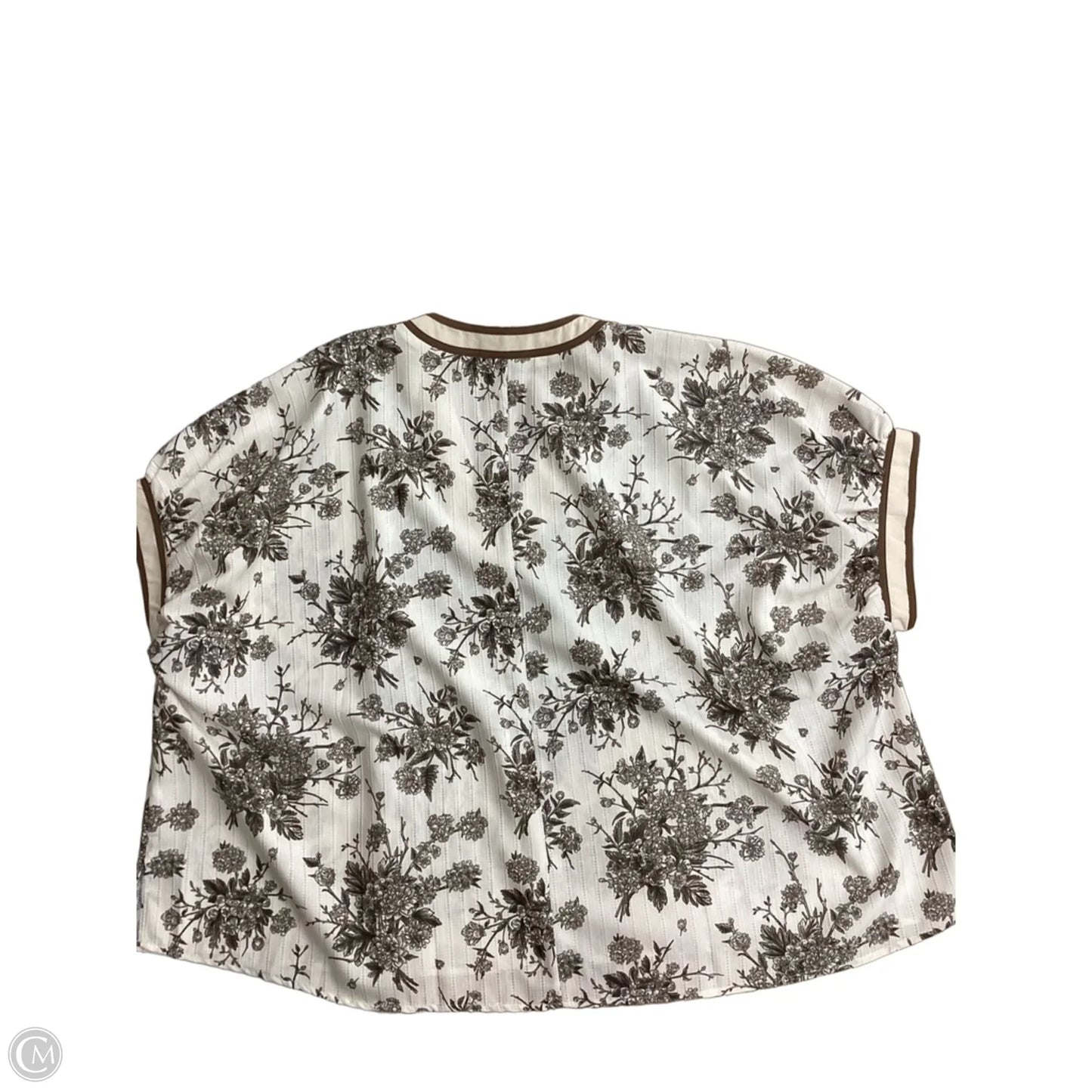 Top Short Sleeve By Entro In Brown & Cream, Size: 1x