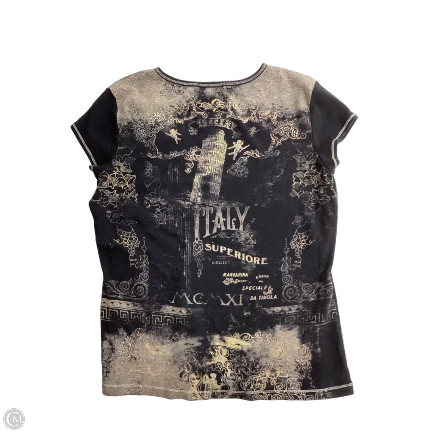 Top Short Sleeve By Clothes Mentor In Black & Cream, Size: L