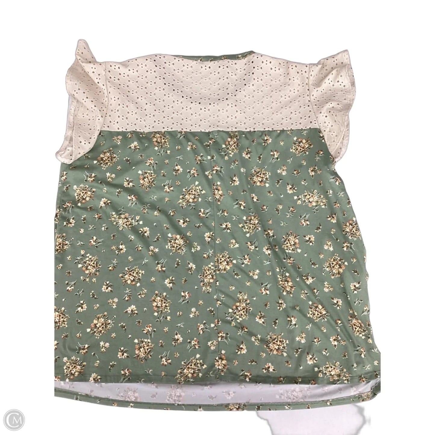 Top Short Sleeve By Haptics In Cream & Green, Size: L