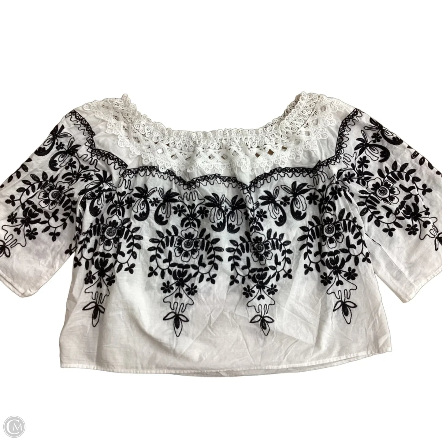 Top Short Sleeve By Flying Tomato In Black & White, Size: S