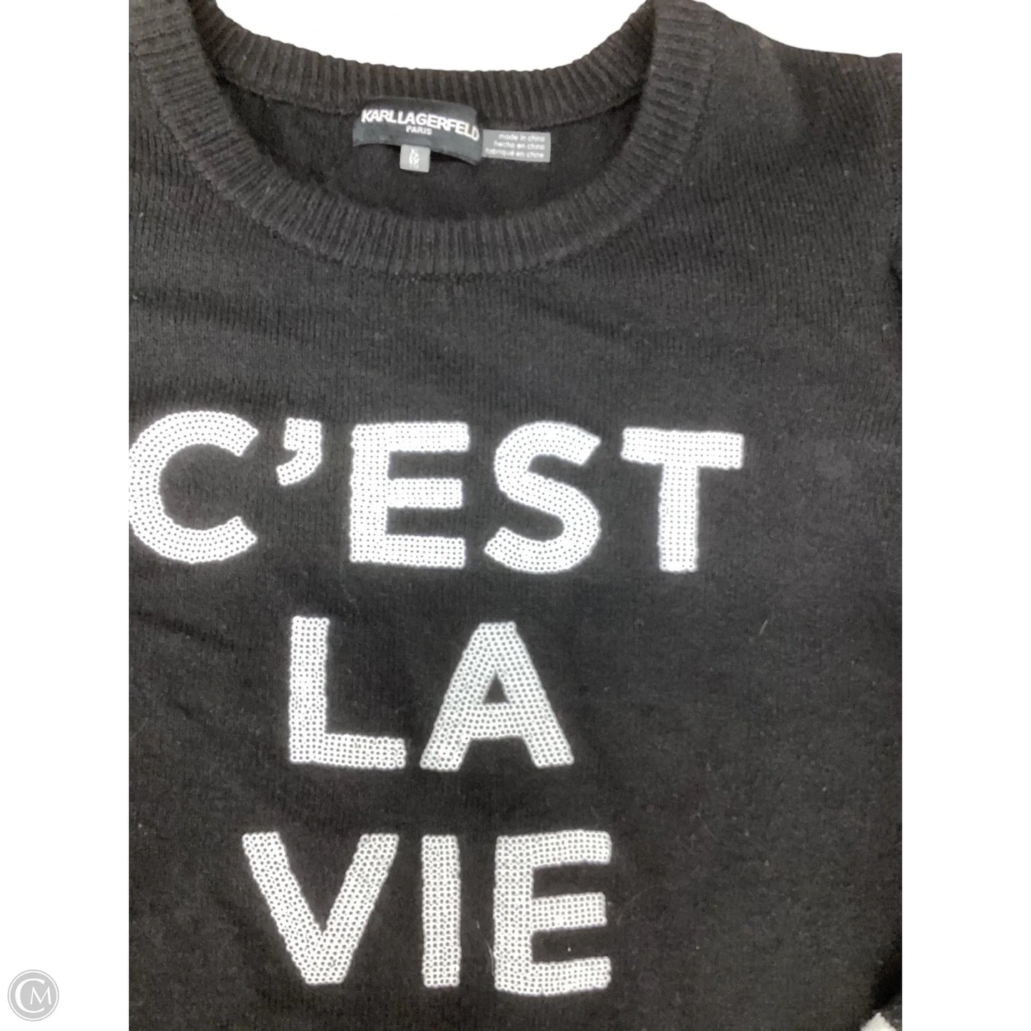 Sweater By Karl Lagerfeld In Black & White, Size: Xl
