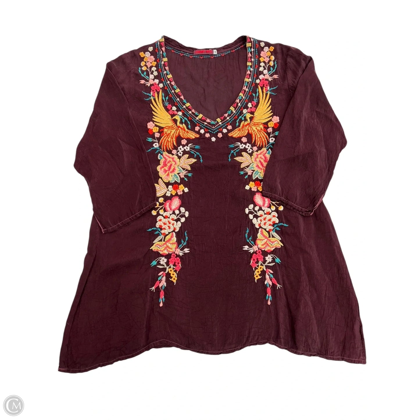 Blouse 3/4 Sleeve By Johnny Was In Purple, Size: M