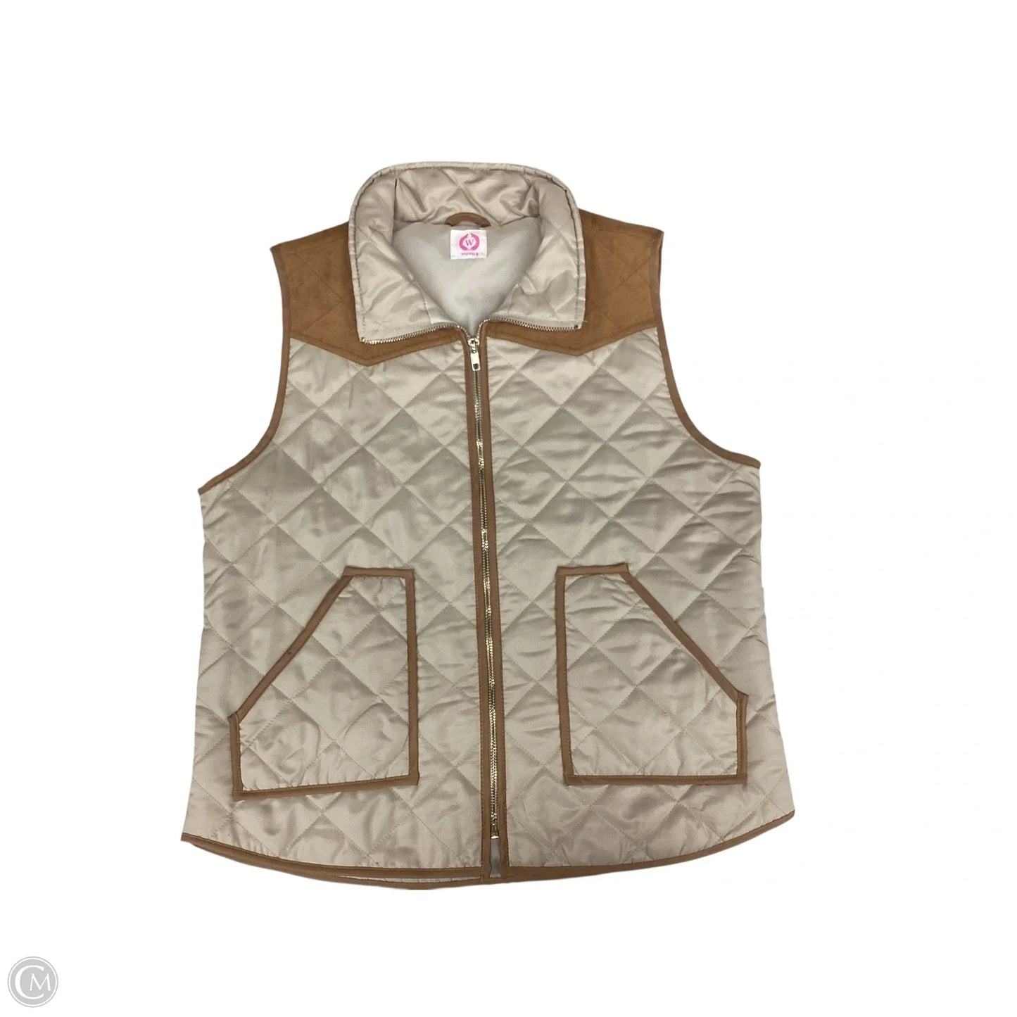 Vest Puffer & Quilted By Wanna B In Tan, Size: L