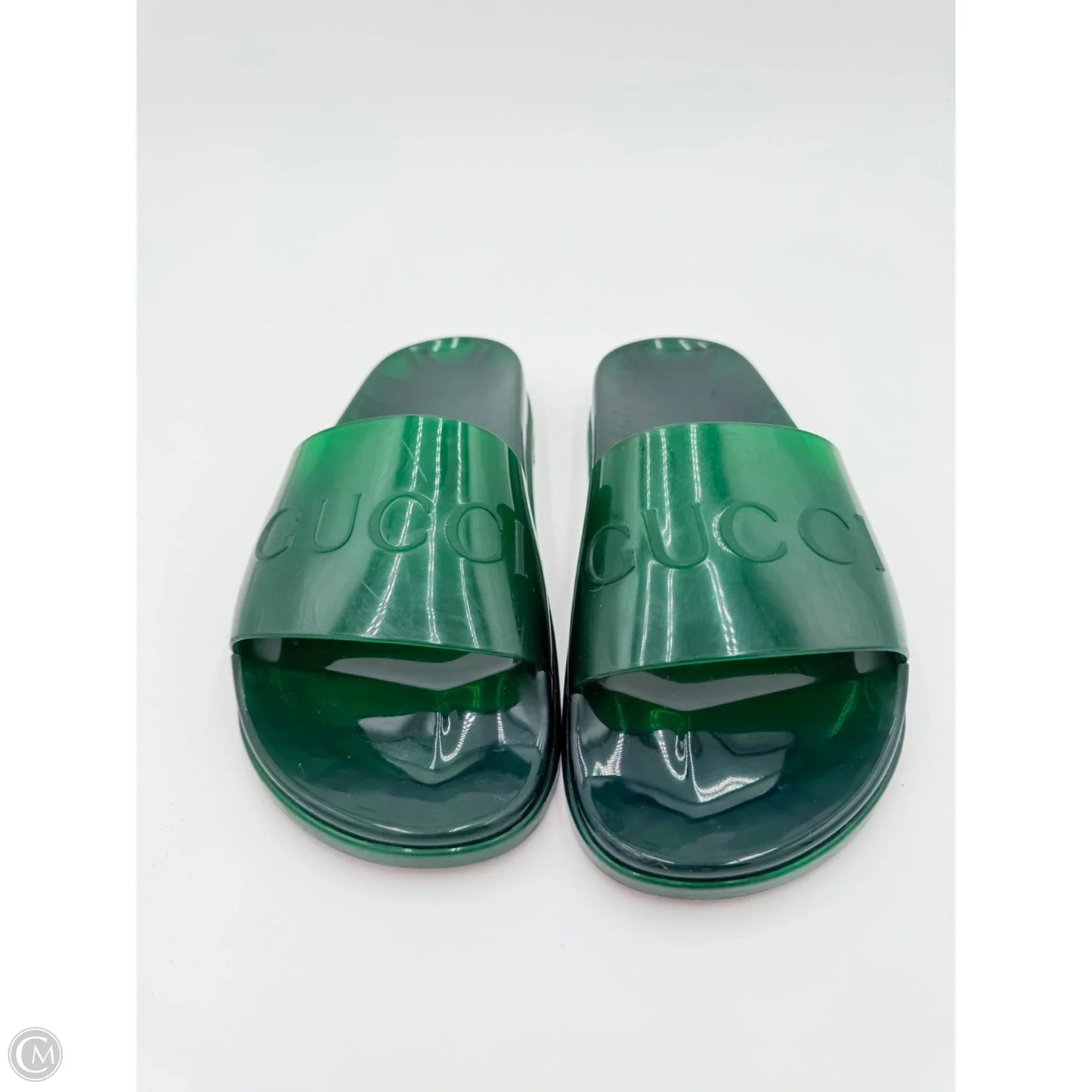 Sandals Luxury Designer By Gucci In Green, Size: 8.5