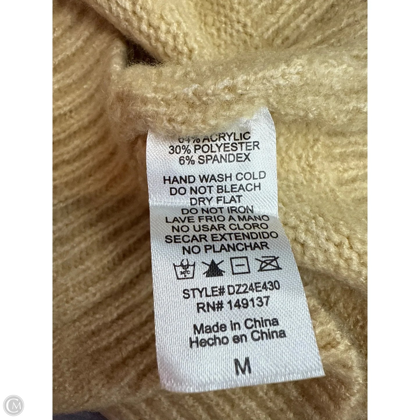 Sweater Short Sleeve By Carly Jean In Tan, Size: M