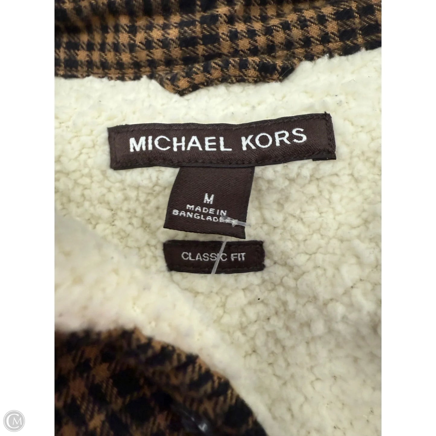 Jacket Designer By Michael Kors In Plaid Pattern, Size: M