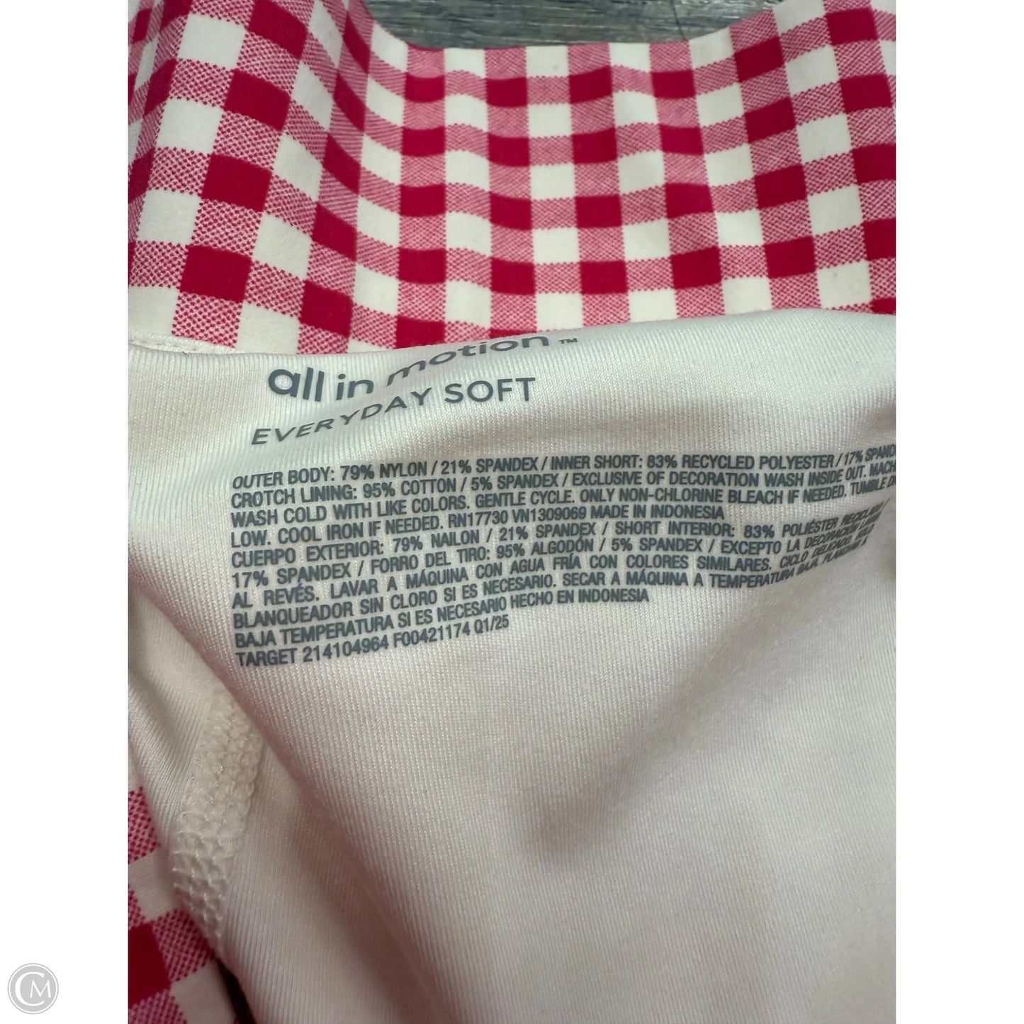 Athletic Skort By All In Motion In Plaid Pattern, Size: L