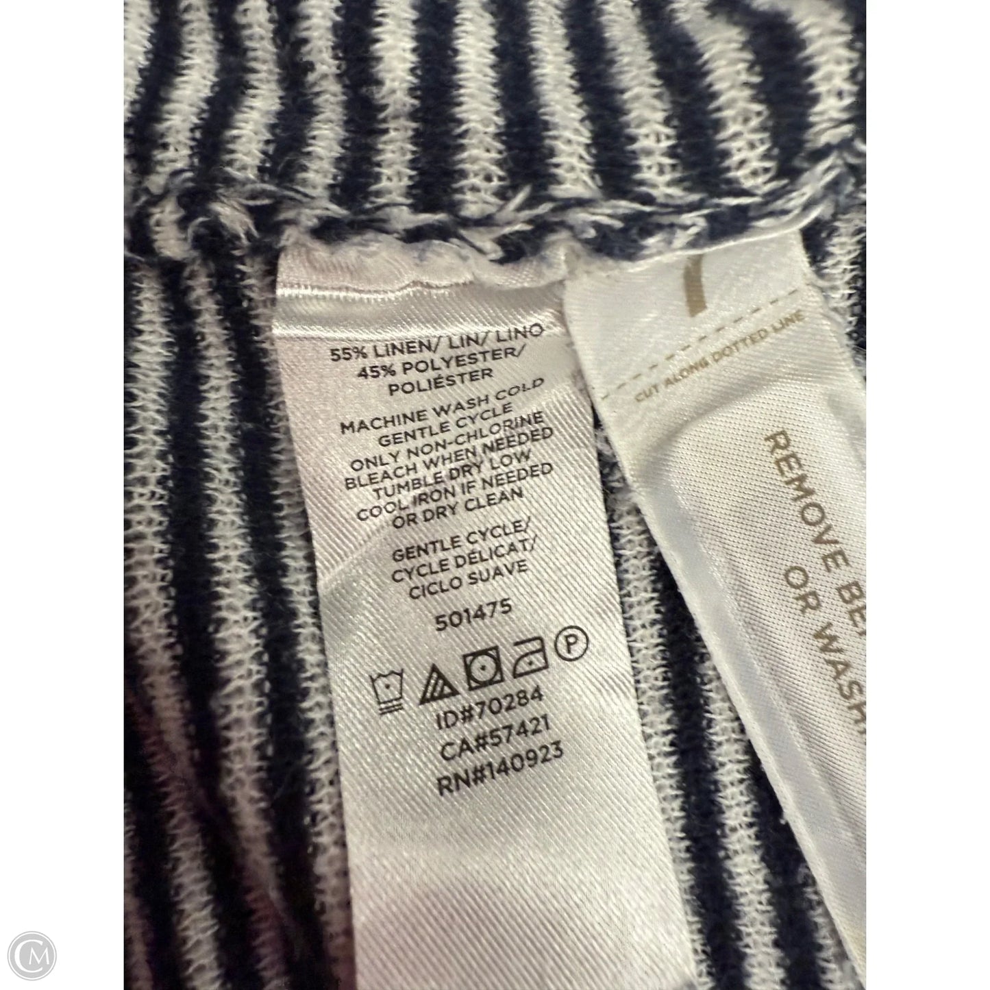 Sweater Cardigan By Loft In Blue & White, Size: Xl