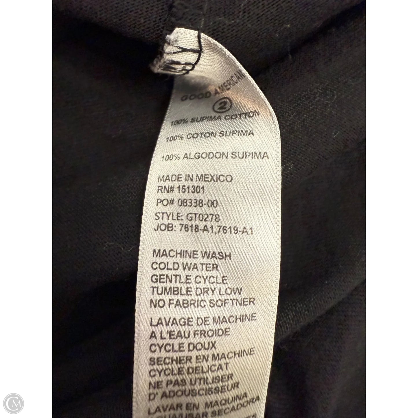 Top Short Sleeve By Good American In Black, Size: 2