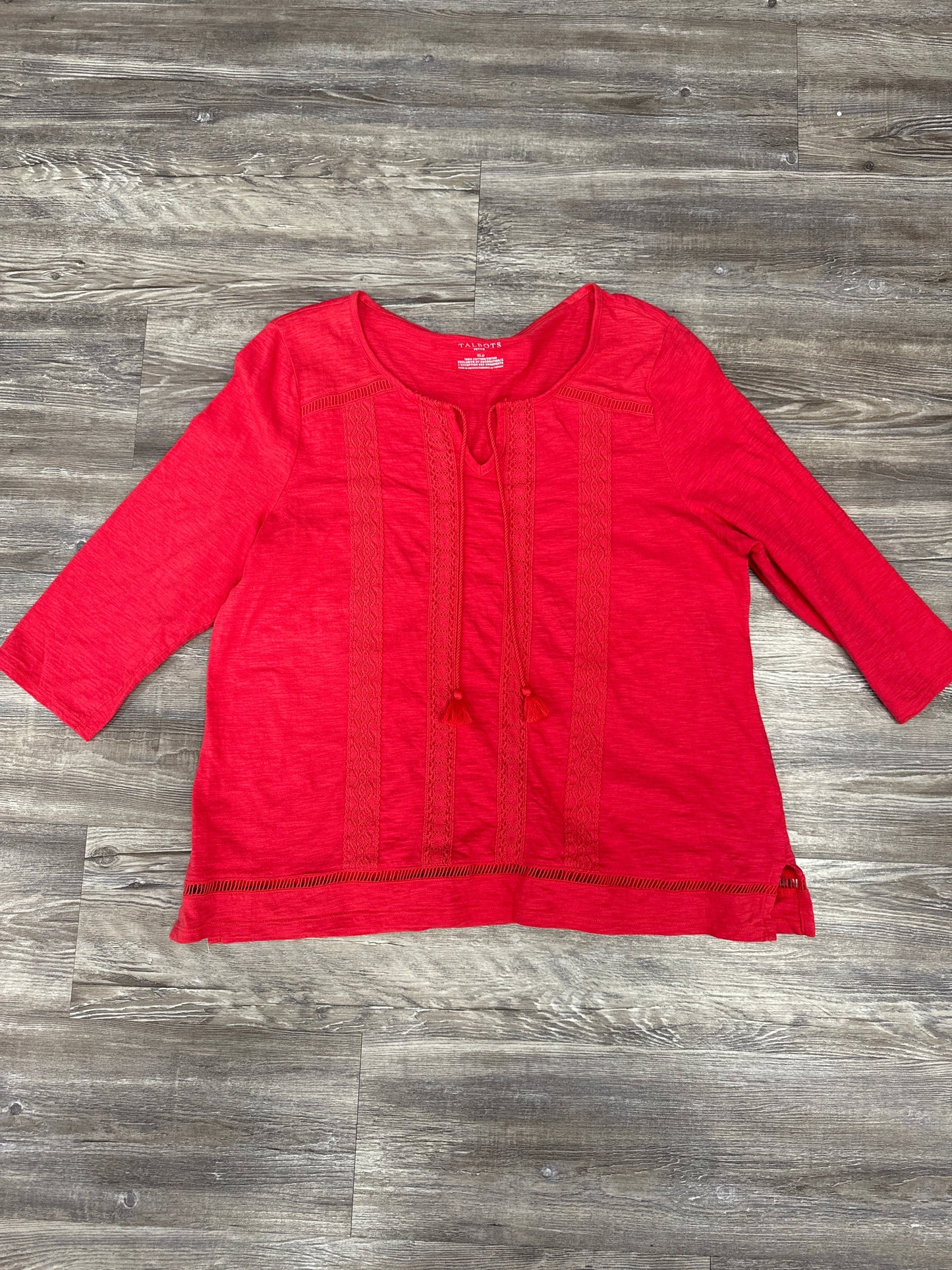 Top 3/4 Sleeve By Talbots In Red, Size: Petite Xl