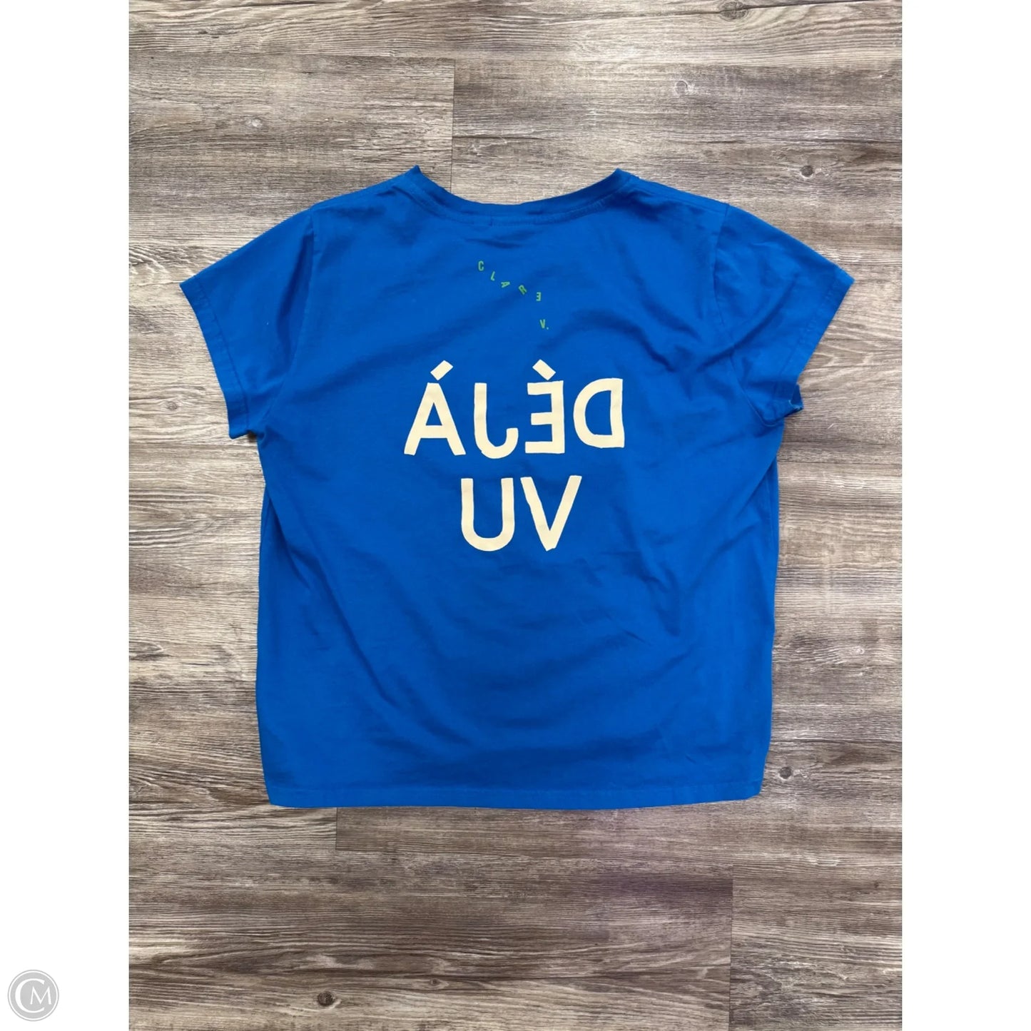 Top Short Sleeve Designer By Clare V. In Blue, Size: M