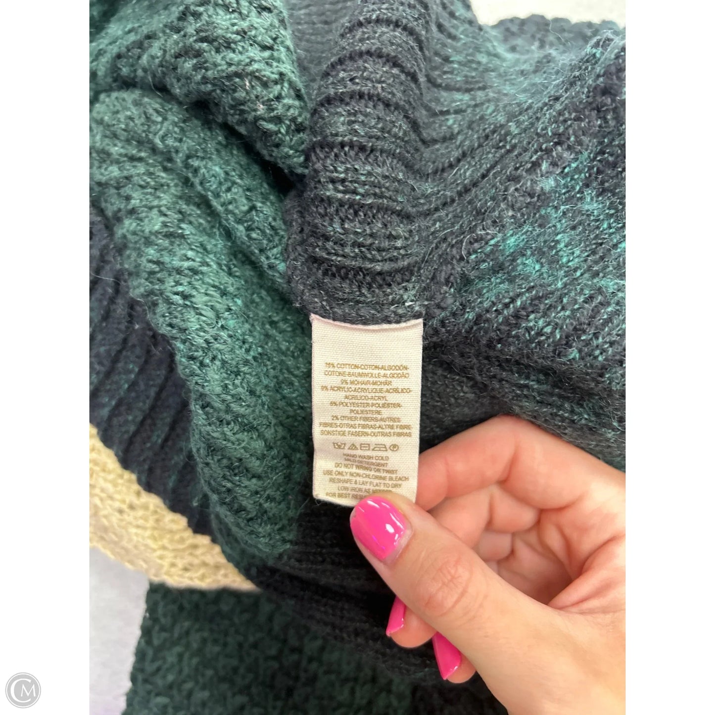 Sweater Cardigan By Free People In Green & Tan, Size: M