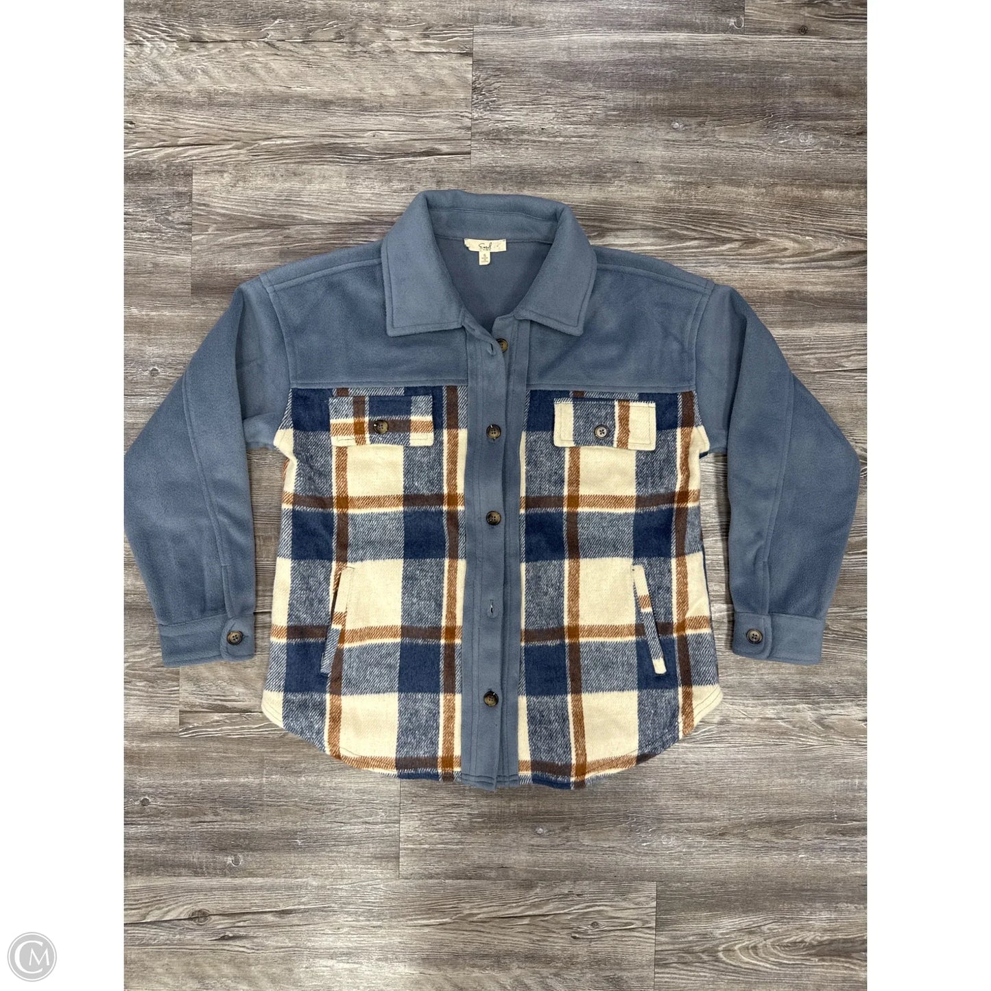 Jacket Shirt By Easel In Plaid Pattern, Size: S