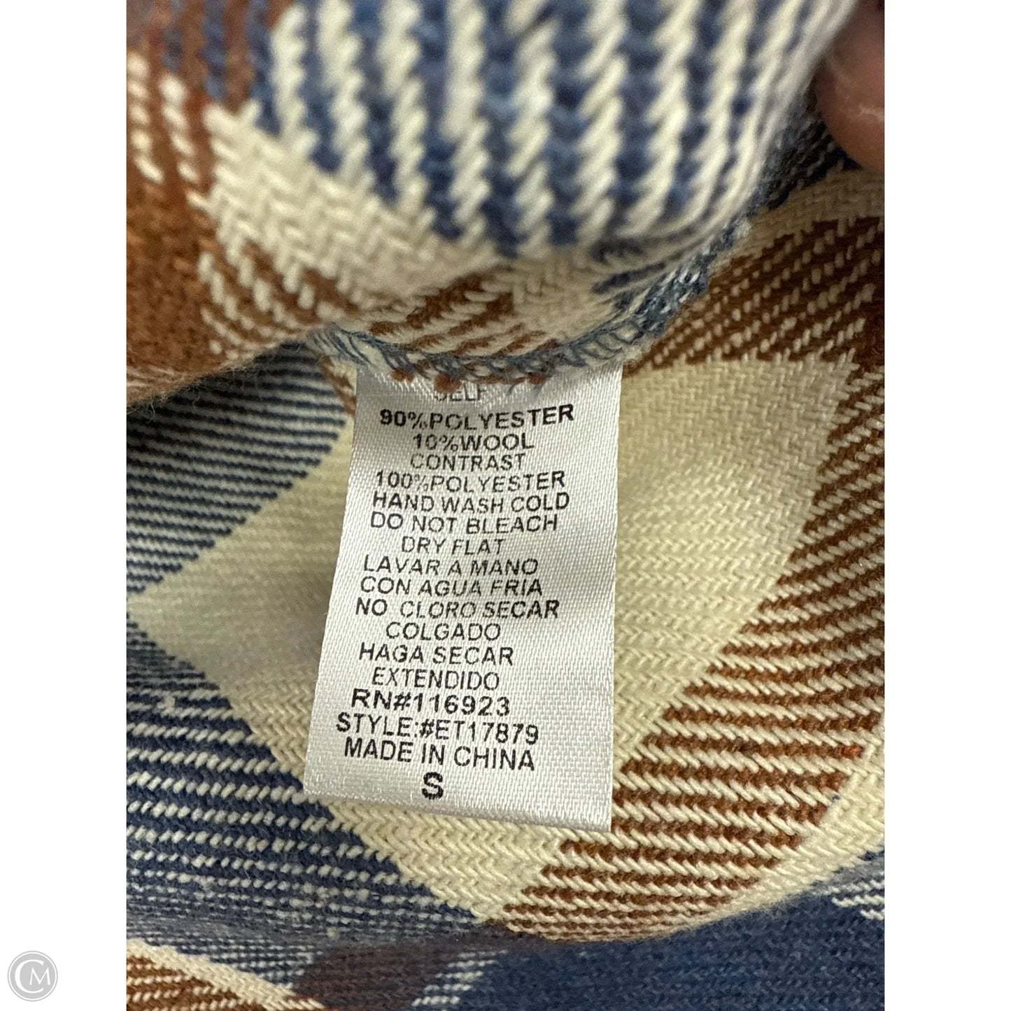 Jacket Shirt By Easel In Plaid Pattern, Size: S