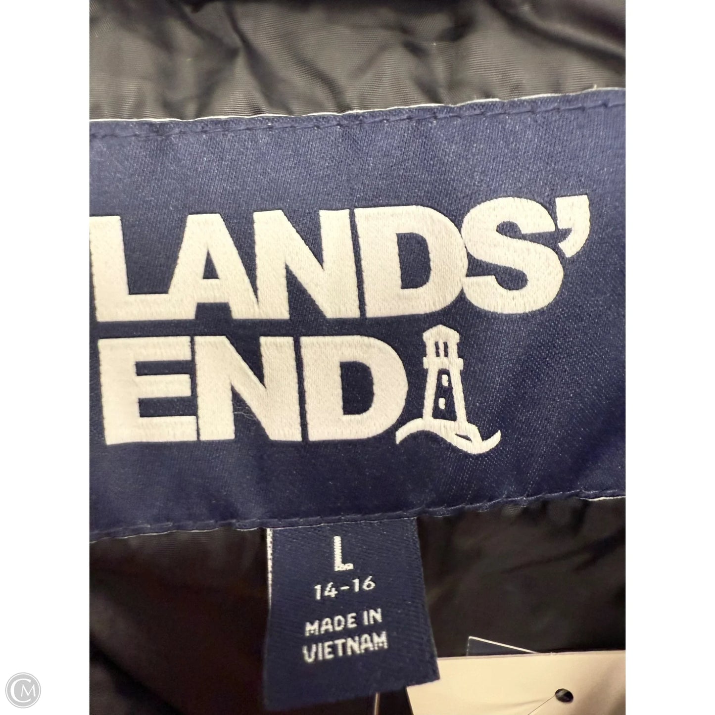 Jacket Puffer & Quilted By Lands End In Black, Size: L