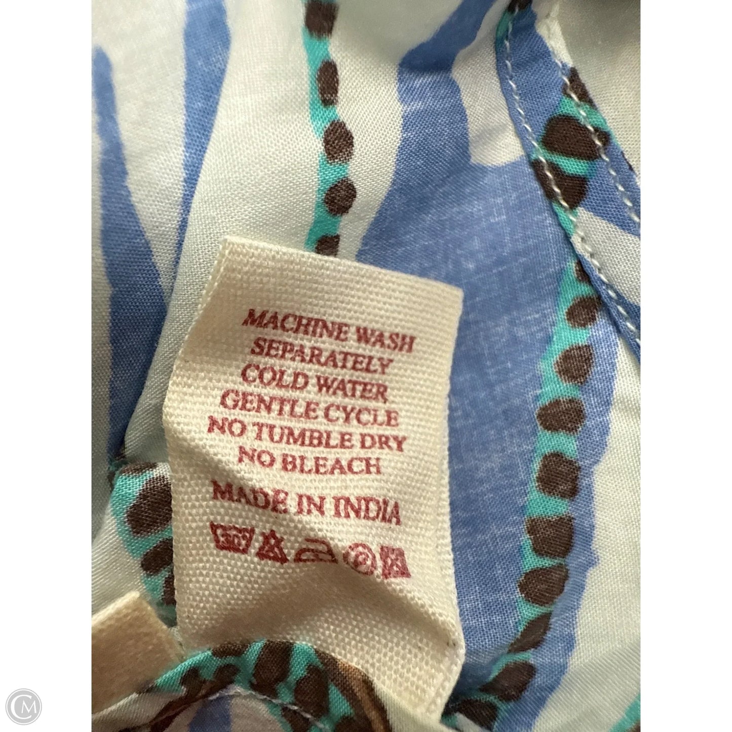 Top Sleeveless By Cmb In Blue & Tan, Size: S