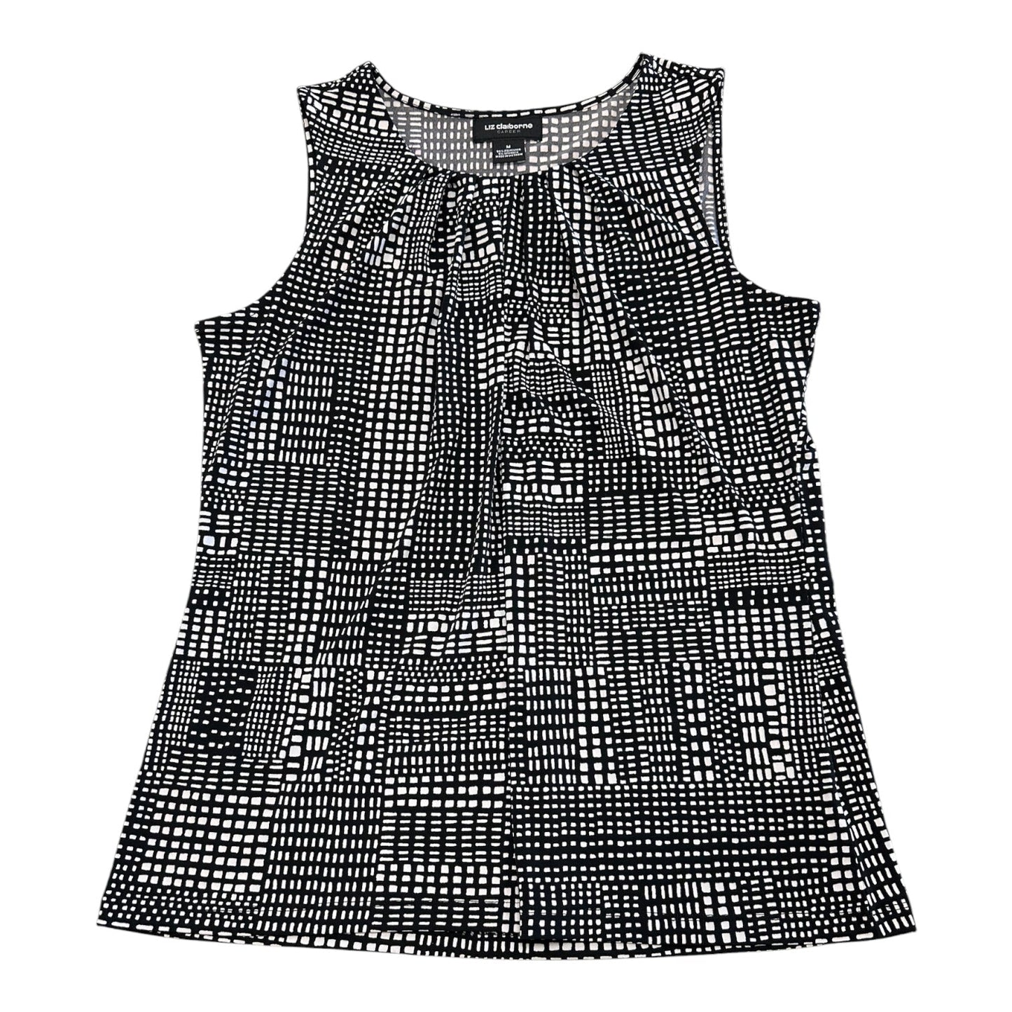 Top Sleeveless By Liz Claiborne In Black & White, Size:M