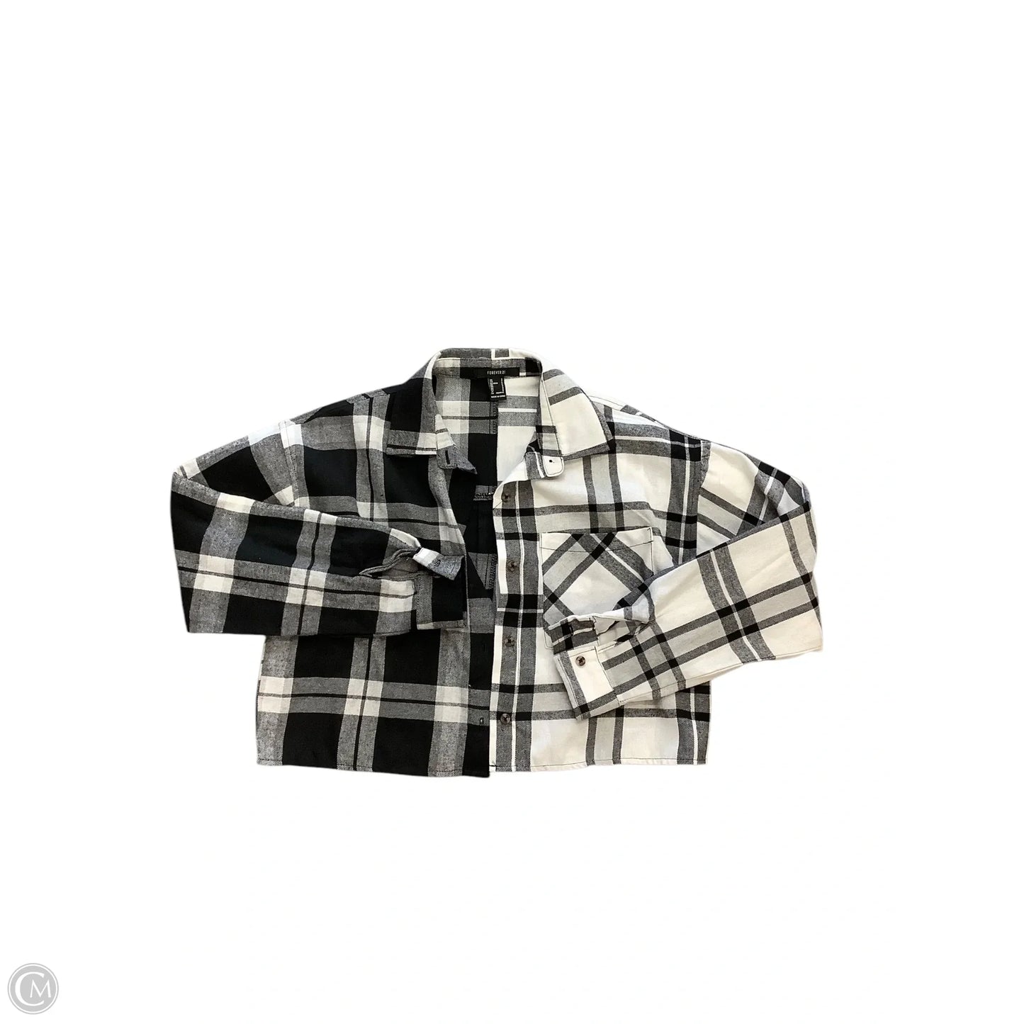 Top Long Sleeve Basic By Forever 21 In Black & White, Size: S