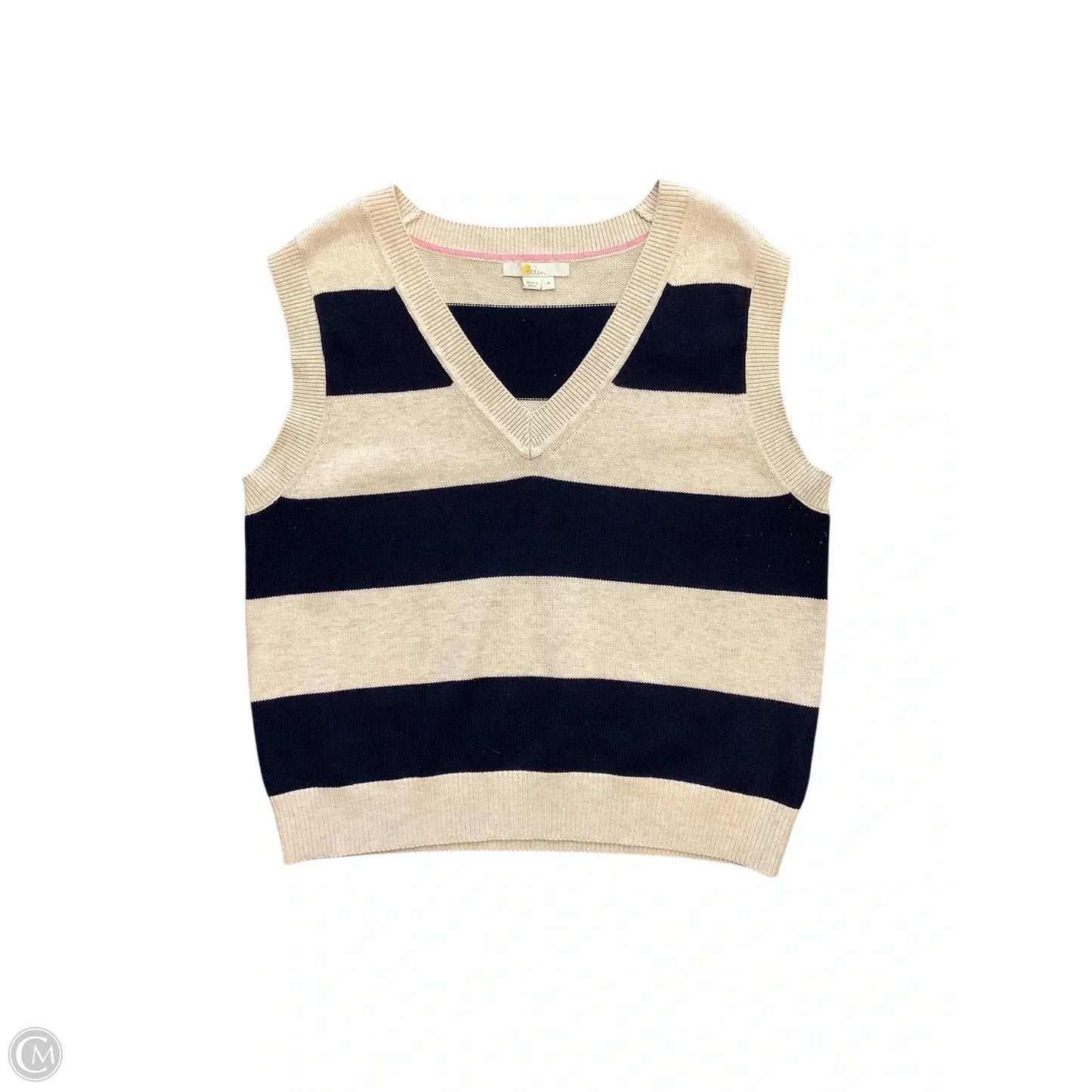 Vest Sweater By Boden In Blue & Tan, Size: M